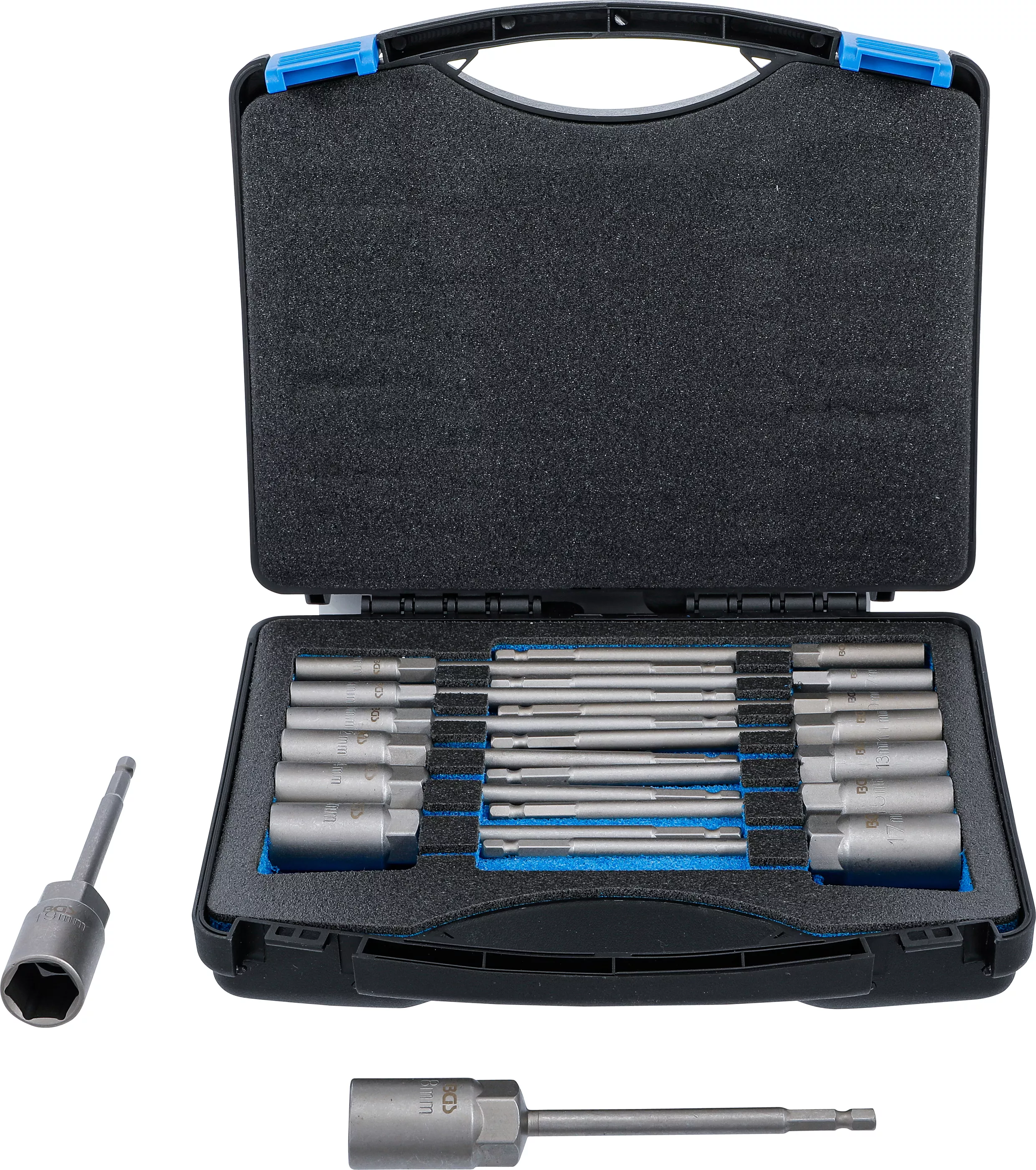 Accesorii pentru maşini de găurit - Set chei tubulare 6 colturi | extra lungi | Antrenare 6 colturi exterior 6,3 mm (1/4") | pentru masini de gaurit | 5,5 - 19 mm | 15 piese