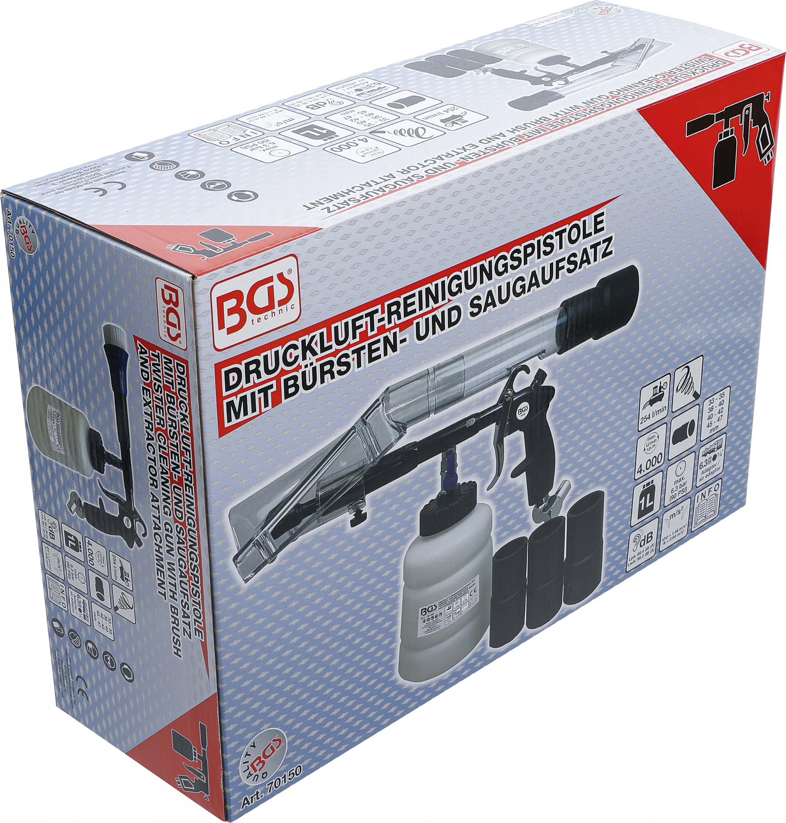 Pistol de curatare pneumatic cu perii si cap aspiratie | 7 piese [10]
