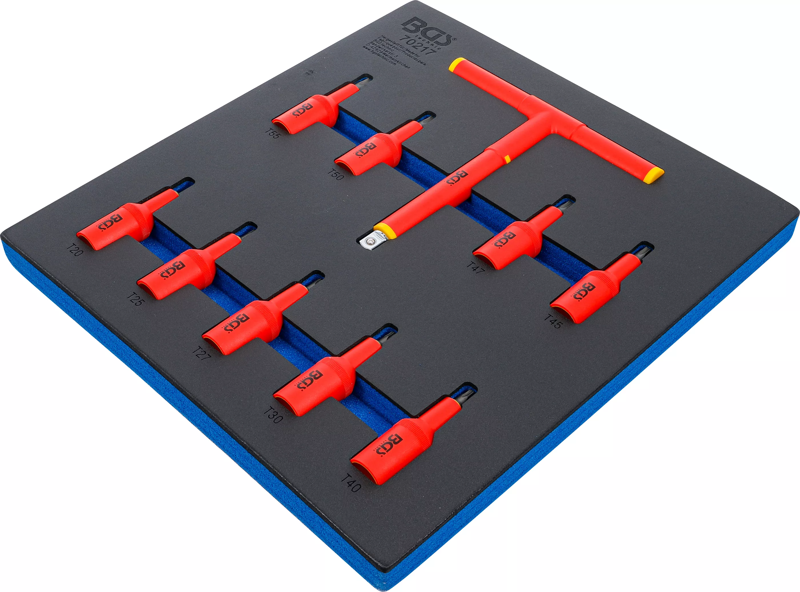 Suport organizator pentru carucior 2/3: Set capete biti VDE | 12,5 mm (1/2") | Profil T (pentru Torx) T20 - T55 | 10 piese [4]