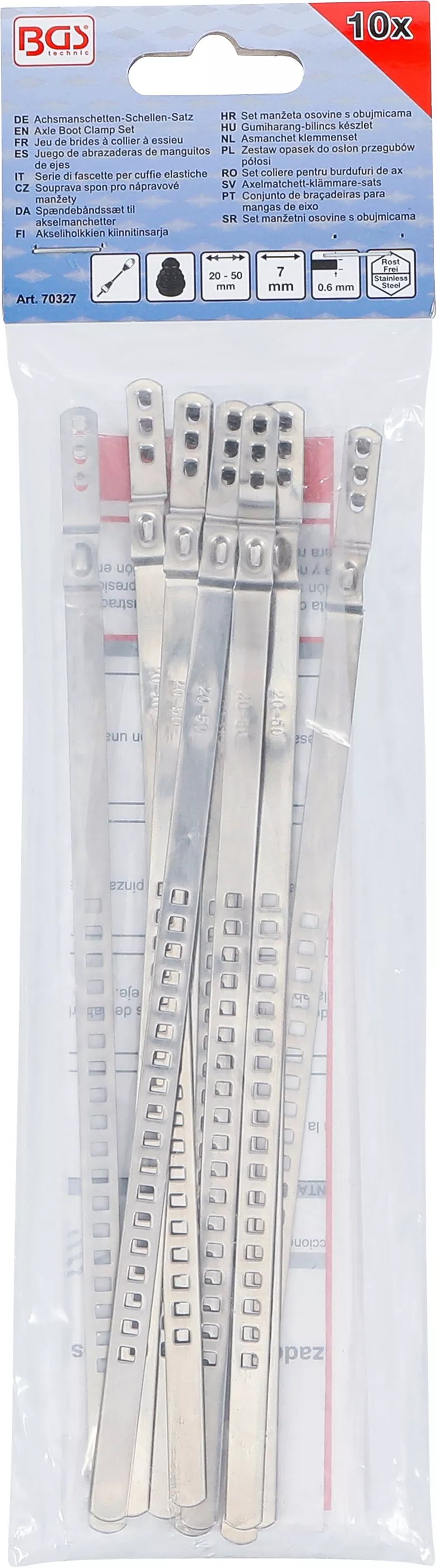 Set coliere pentru burdufuri de ax | otel superior | inox | 7 mm | 20 - 50 mm | 10 piese [3]