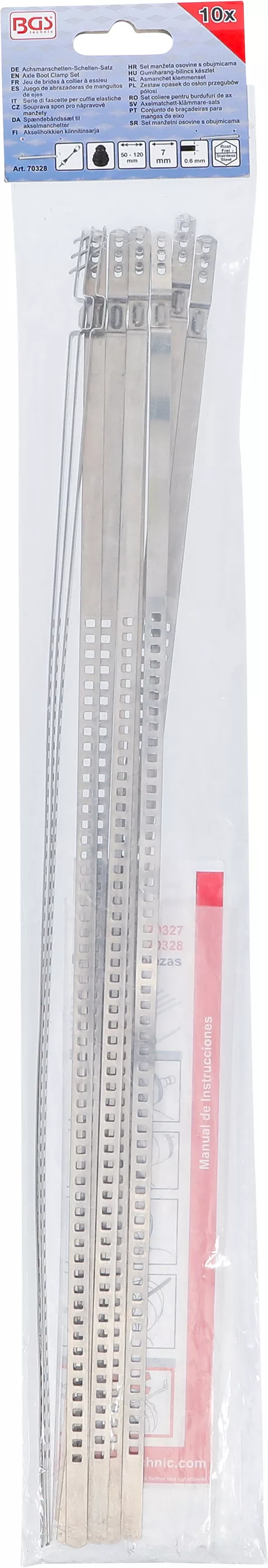 Set coliere pentru burdufuri de ax | otel superior | inox | 7 mm | 50 - 120 mm | 10 piese [3]
