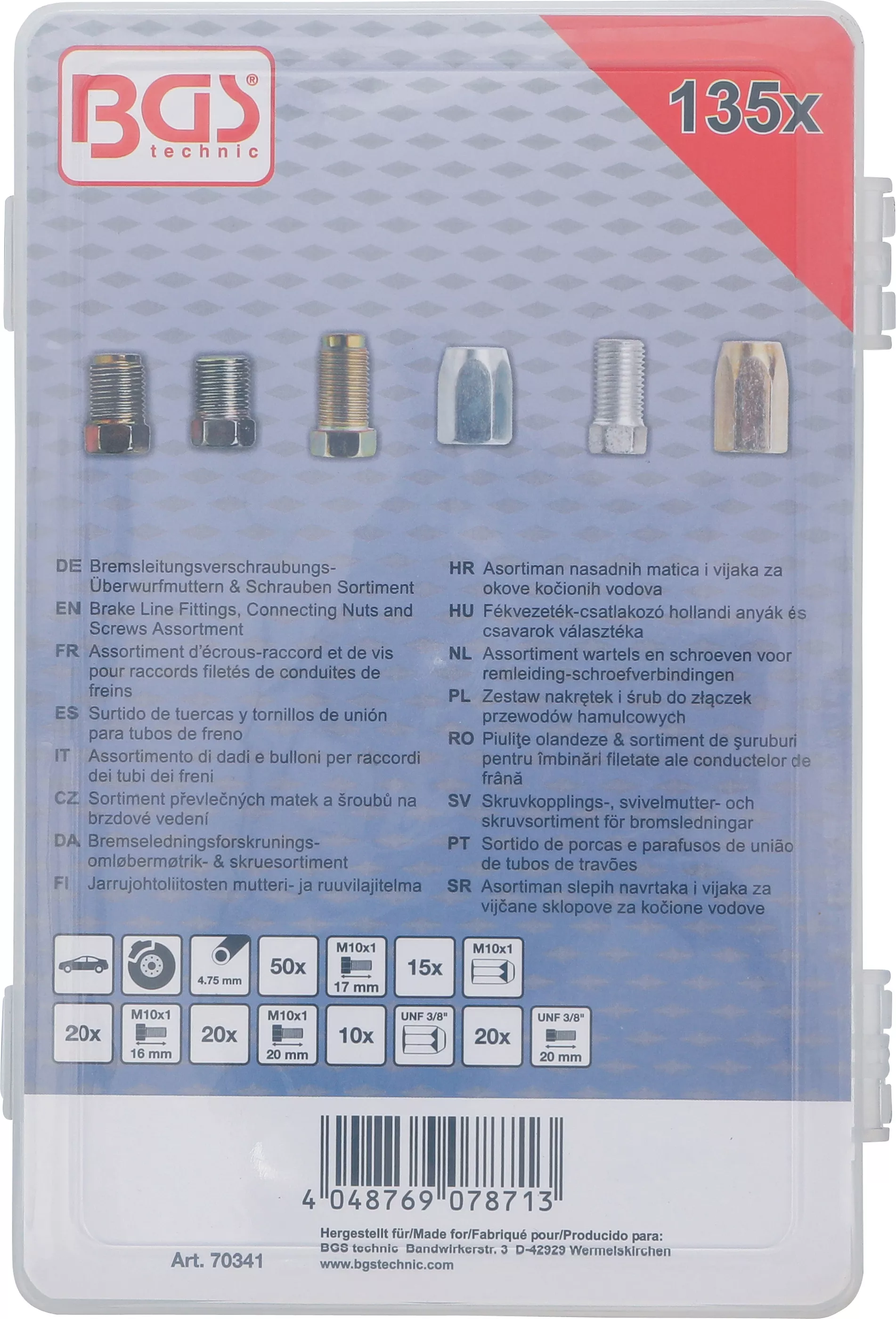 Piulite olandeze and sortiment de suruburi pentru imbinari filetate ale conductelor de frana | 135 piese [3]
