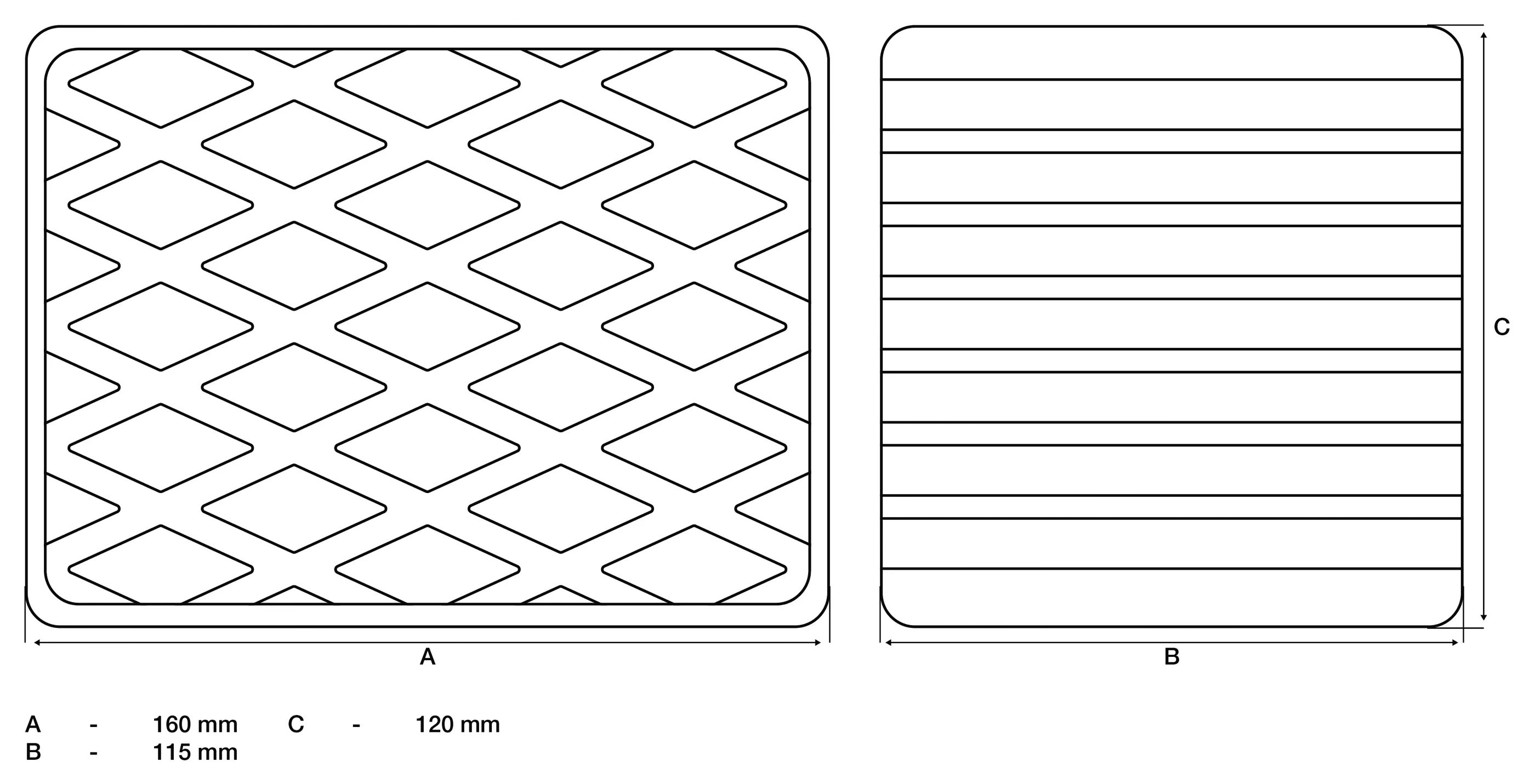 Tub de cauciuc | pentru platforme elevatoare | 160 x 120 x 115 mm [2]