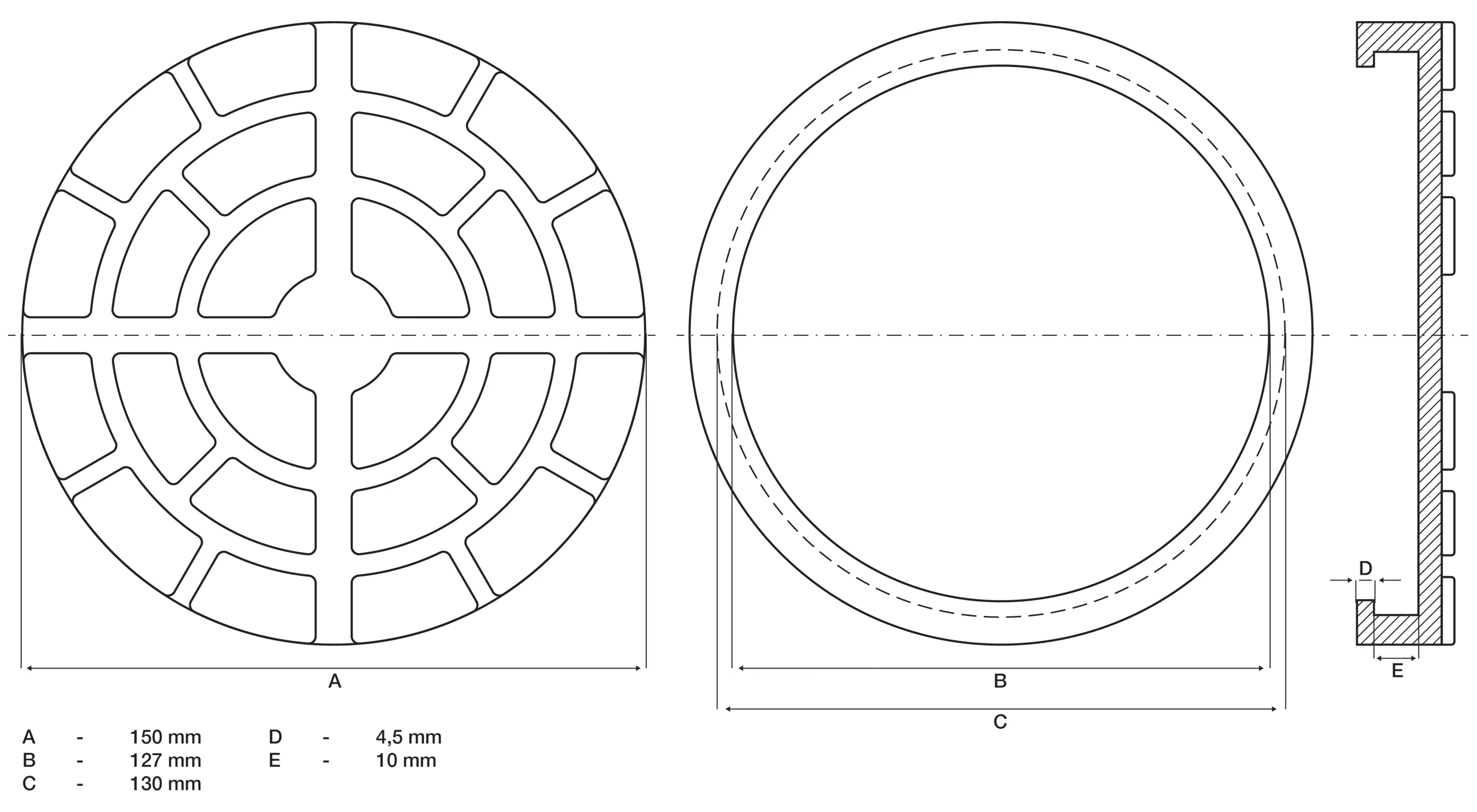 Placa de cauciuc | pentru platforme elevatoare | o 150 mm [2]