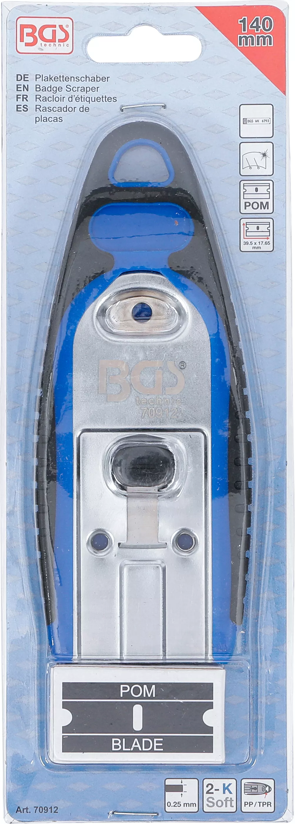Raclor cu placheta | 40 mm | cu 6 lame de raclare din plastic [6]