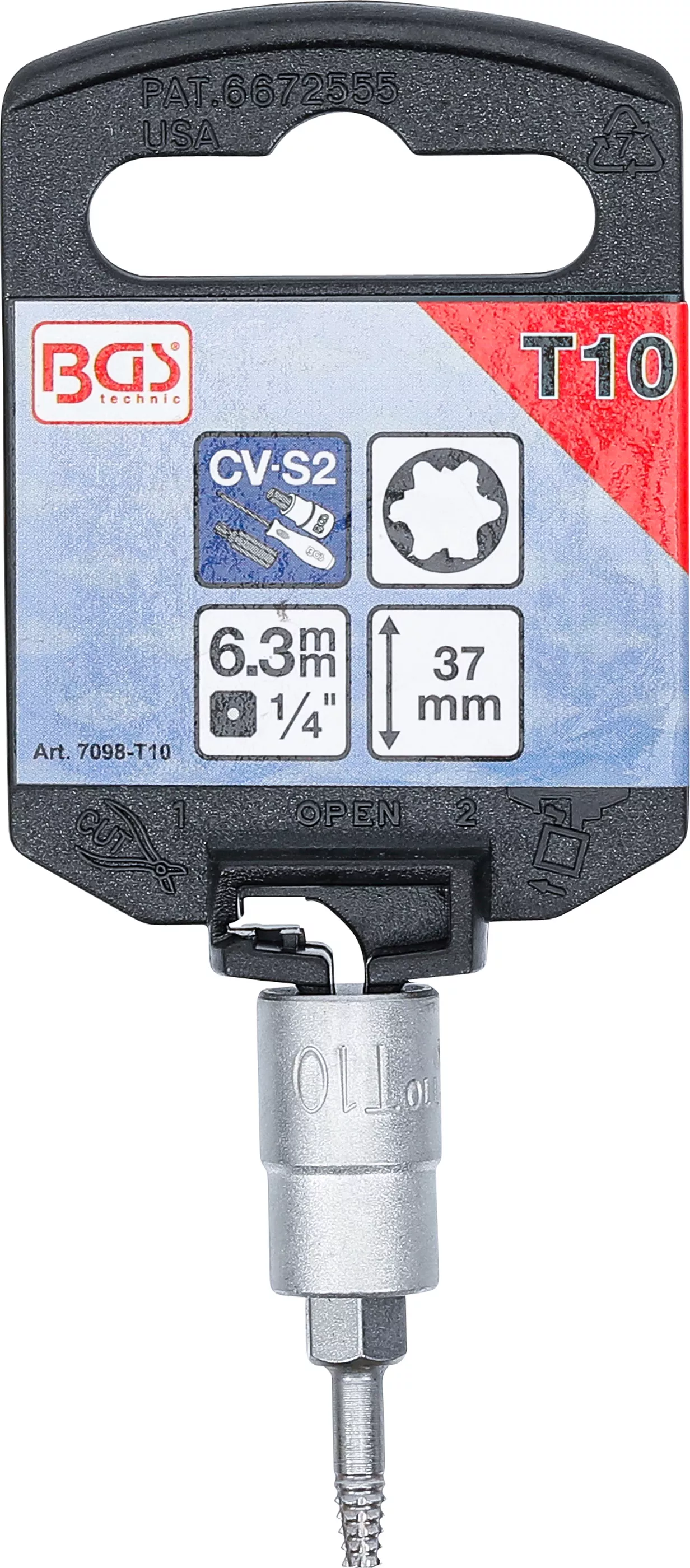 Bit detasabil extractoare suruburi | actionare patrat interior 6,3 mm (1/4") | pentru profil T defect (pentru Torx) T10 [2]