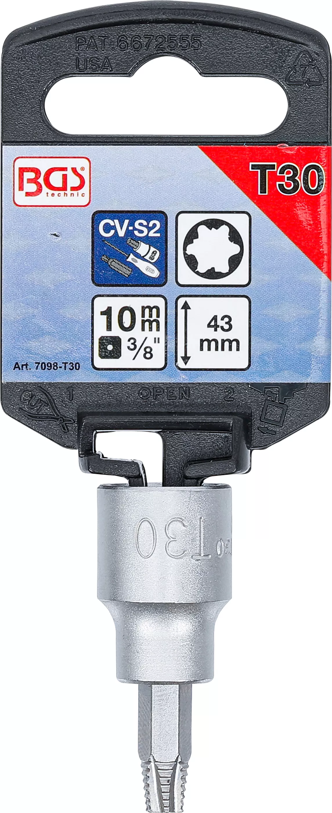 Bit detasabil extractoare suruburi | actionare patrat interior 10 mm (3/8") | pentru profil T defect (pentru Torx) T30 [2]