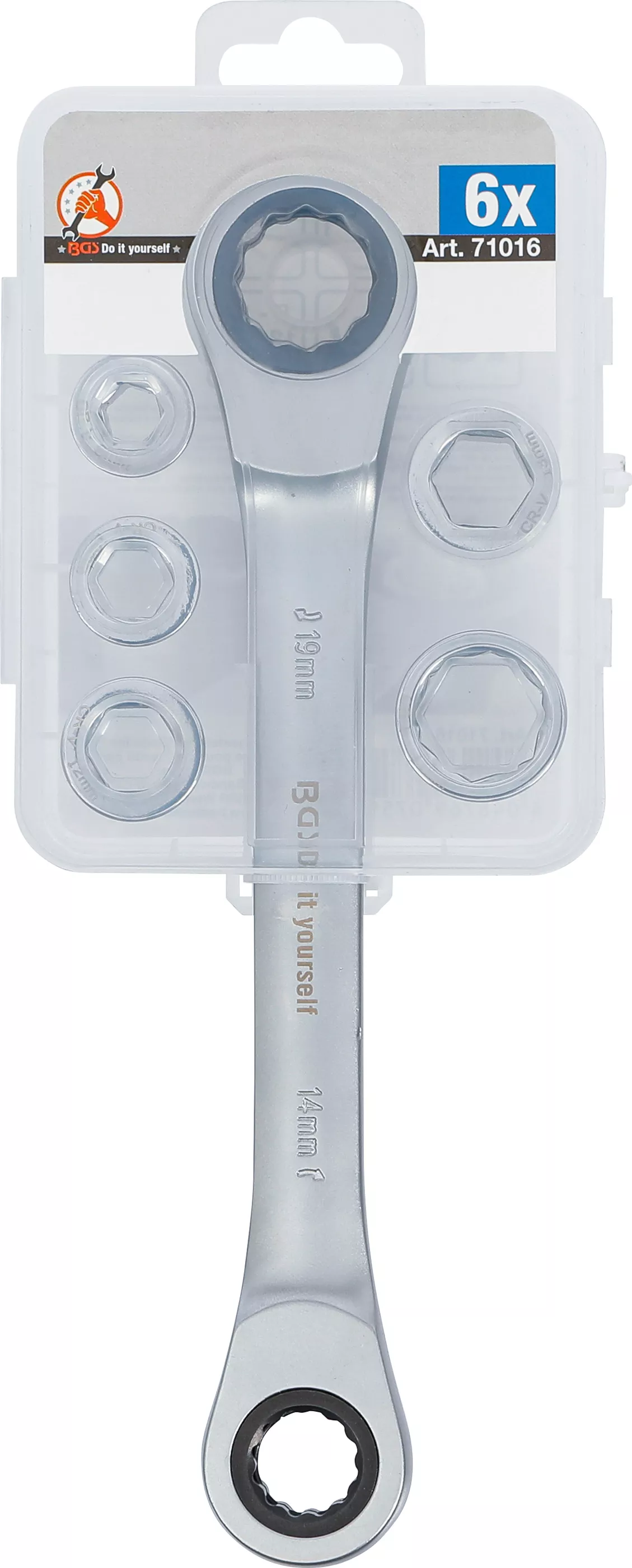 Cheie inelara cu clichet cu set adaptor | 8 - 19 mm | 6 piese [4]