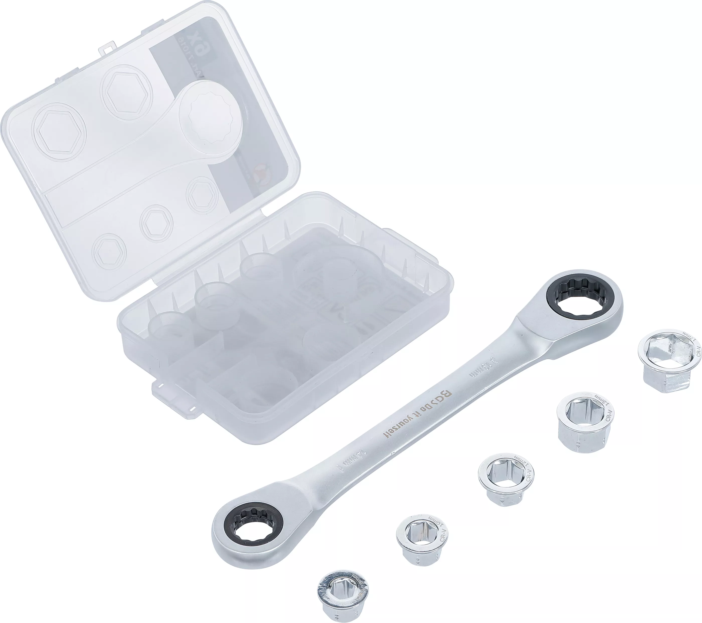 Cheie inelara cu clichet cu set adaptor | 8 - 19 mm | 6 piese [1]