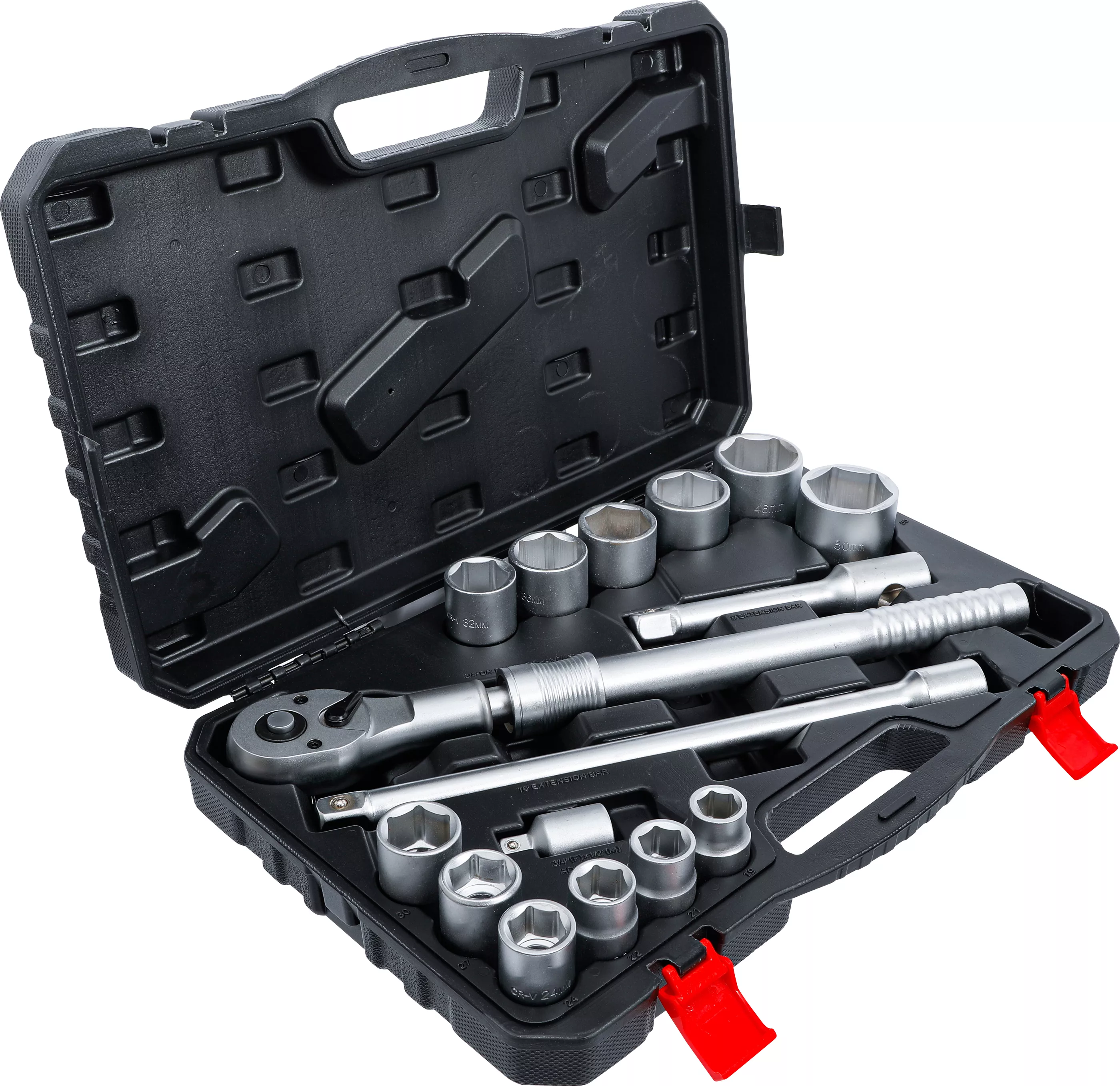 Set chei tubulare | cu clichet reversibil, extractabil | 20 mm (3/4") | 19 - 50 mm | 16 piese [2]
