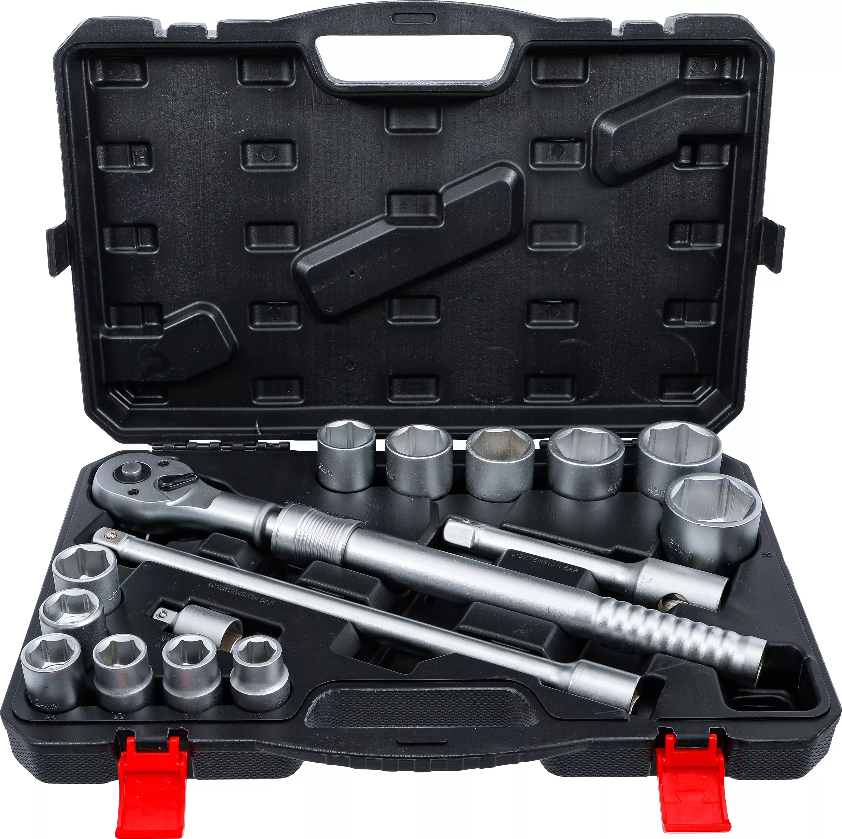 Set chei tubulare | cu clichet reversibil, extractabil | 20 mm (3/4") | 19 - 50 mm | 16 piese [1]