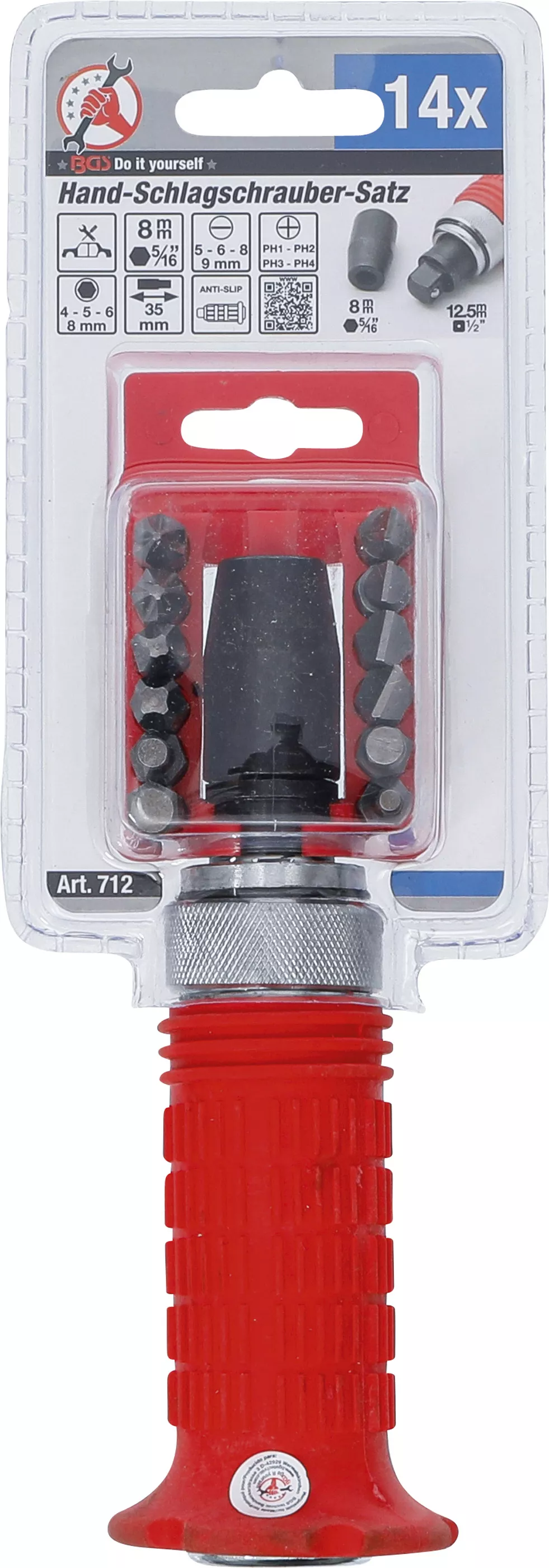 Set surubelnita cu impact manuala - incl. biti | Antrenat prin hexagon interior 12,5 mm (1/2") [3]
