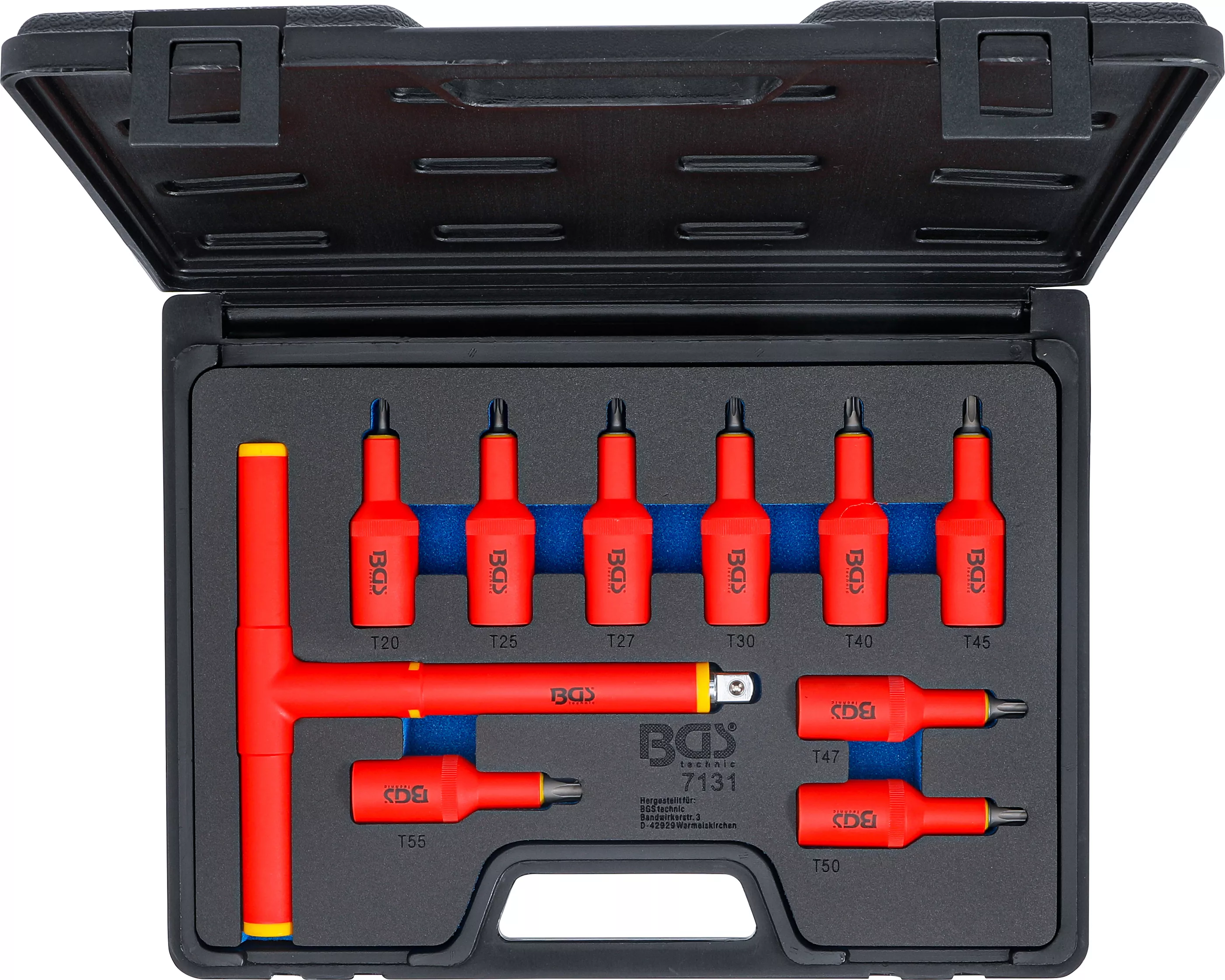 Set capete biti VDE | Antrenare patrat interior 12,5 mm (1/2") | Profil T (pentru Torx) T20 - T55 | 10 piese [6]