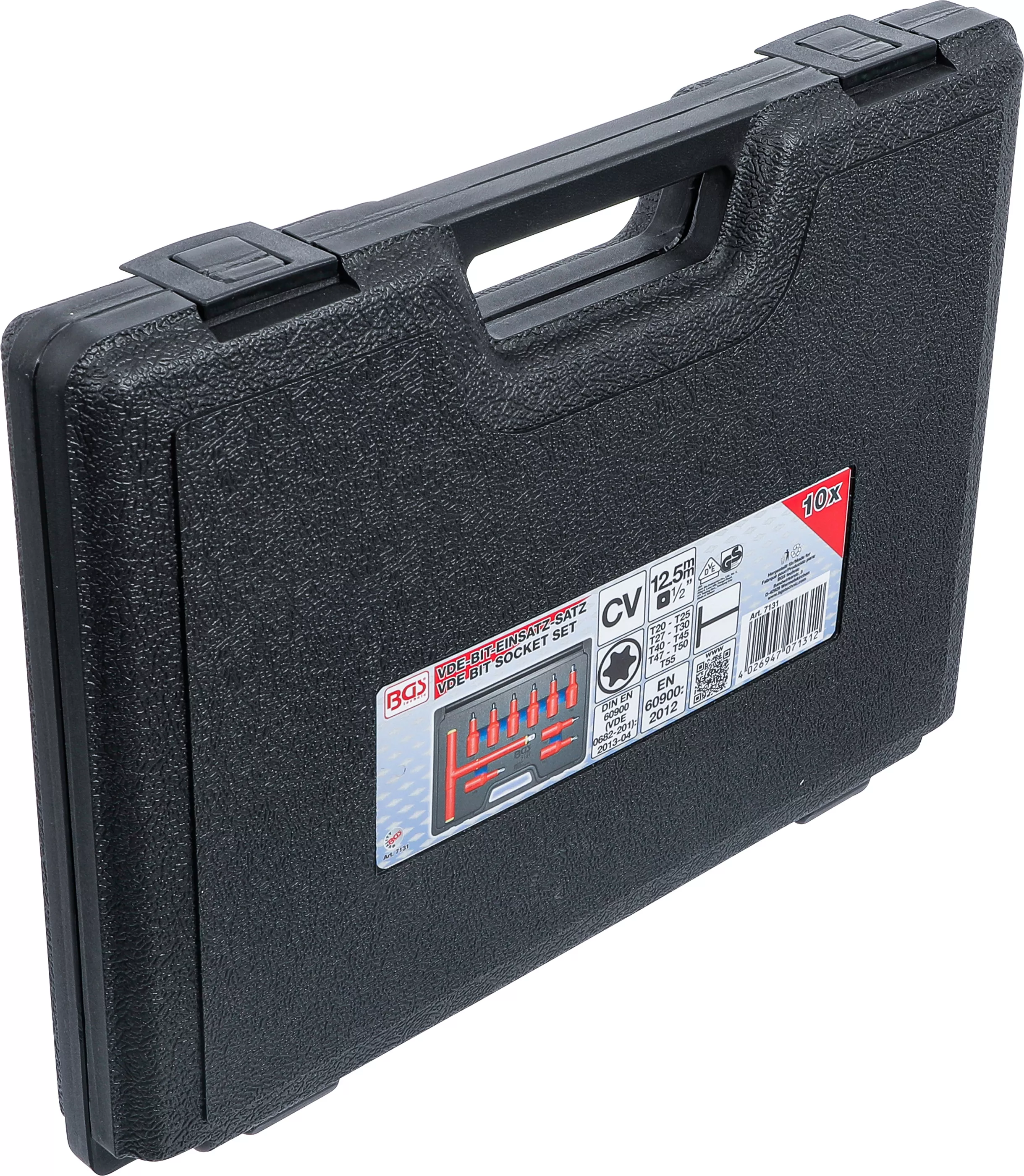 Set capete biti VDE | Antrenare patrat interior 12,5 mm (1/2") | Profil T (pentru Torx) T20 - T55 | 10 piese [8]