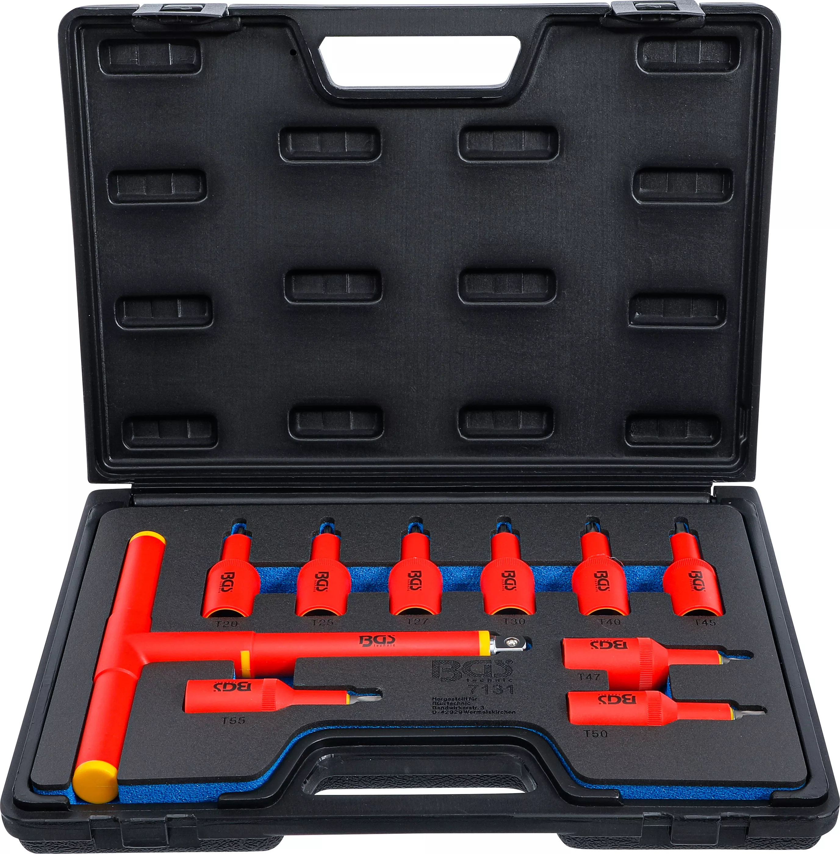 Scule - Set capete biti VDE | Antrenare patrat interior 12,5 mm (1/2") | Profil T (pentru Torx) T20 - T55 | 10 piese