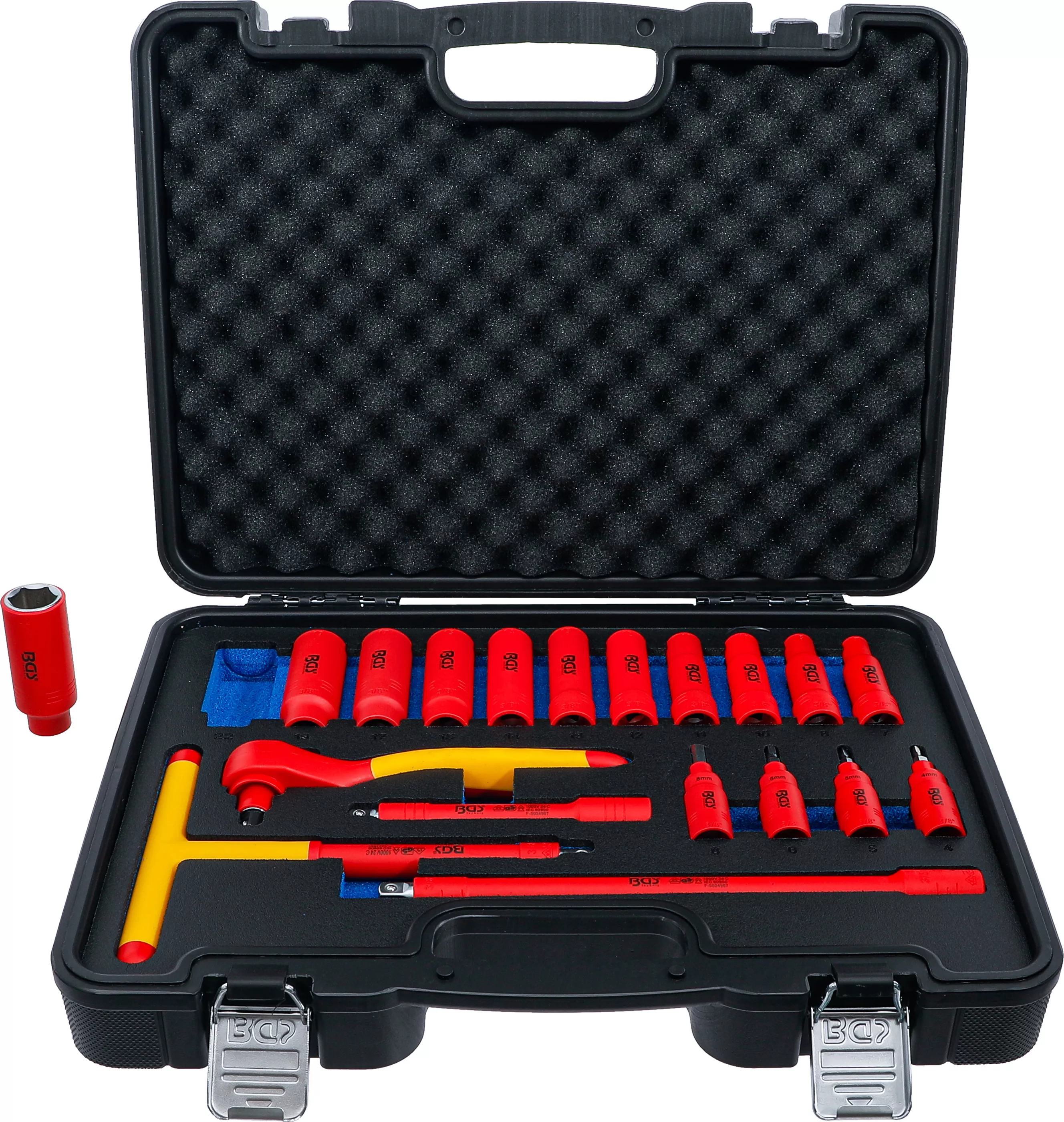 Scule - Set capete chei tubulare VDE si biti atasare | Antrenare patrat interior 10 mm (3/8") | 19 piese