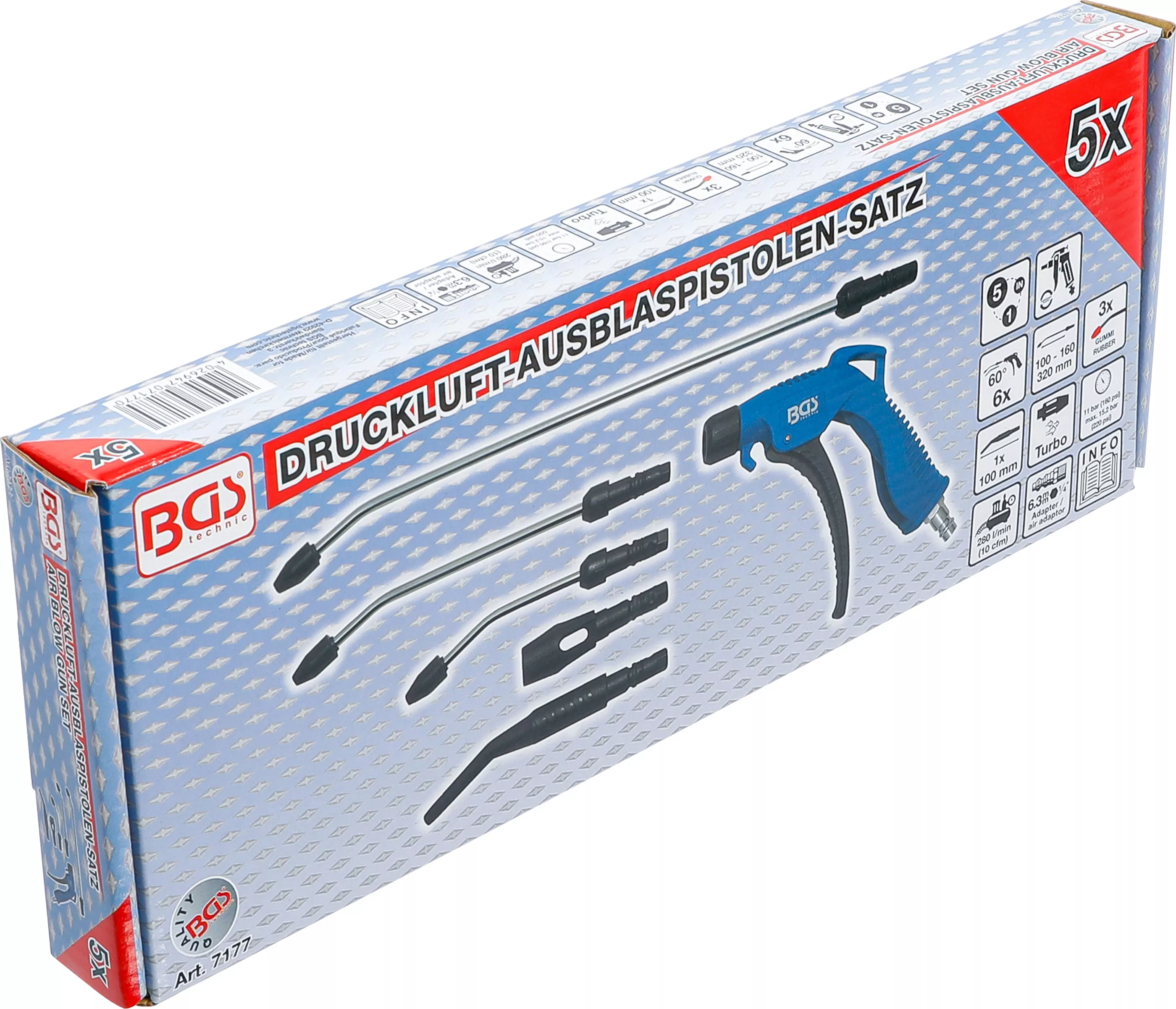 Pistol de suflat cu aer comprimat | cu 5 adaptoare [10]
