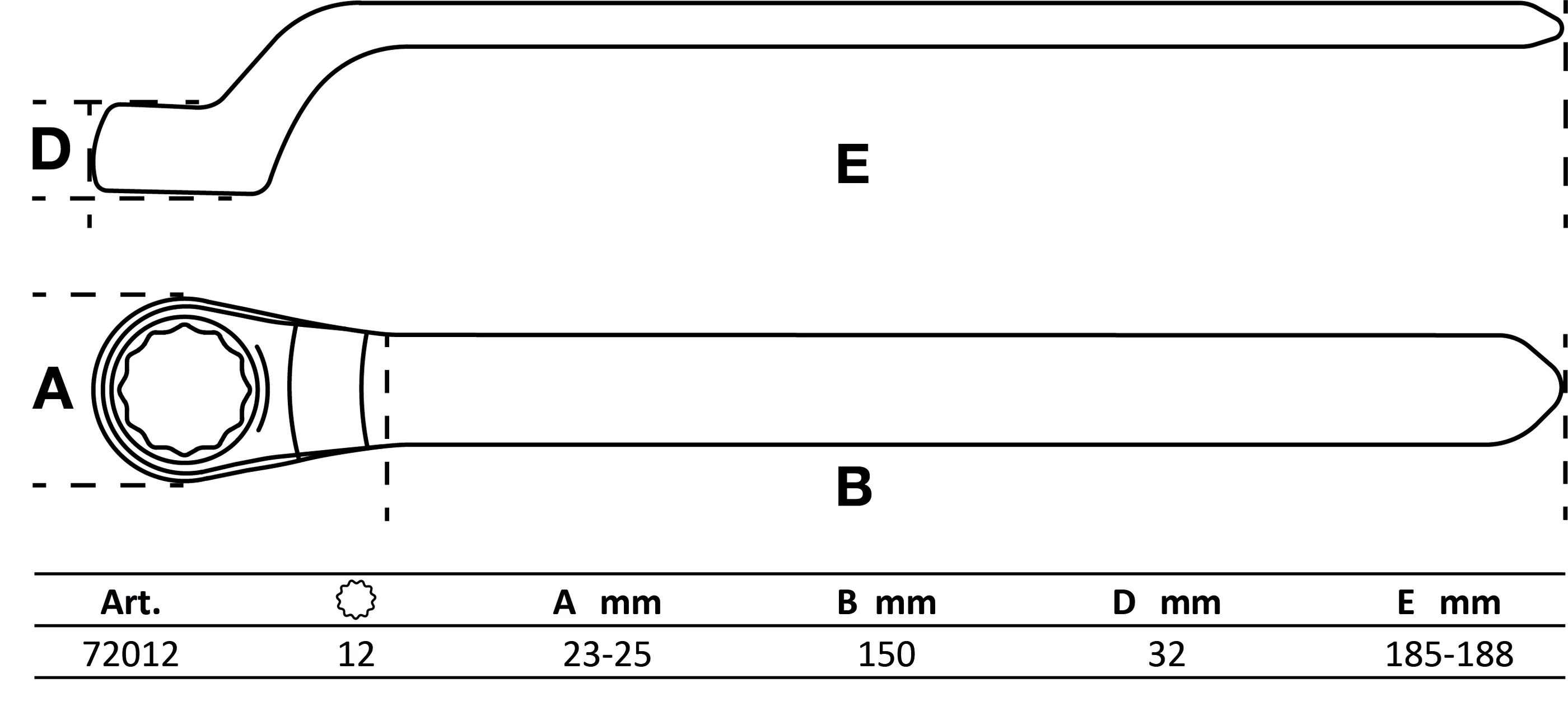 Cheie inelara cu un capat VDE | cotite adanc | 12 mm [2]