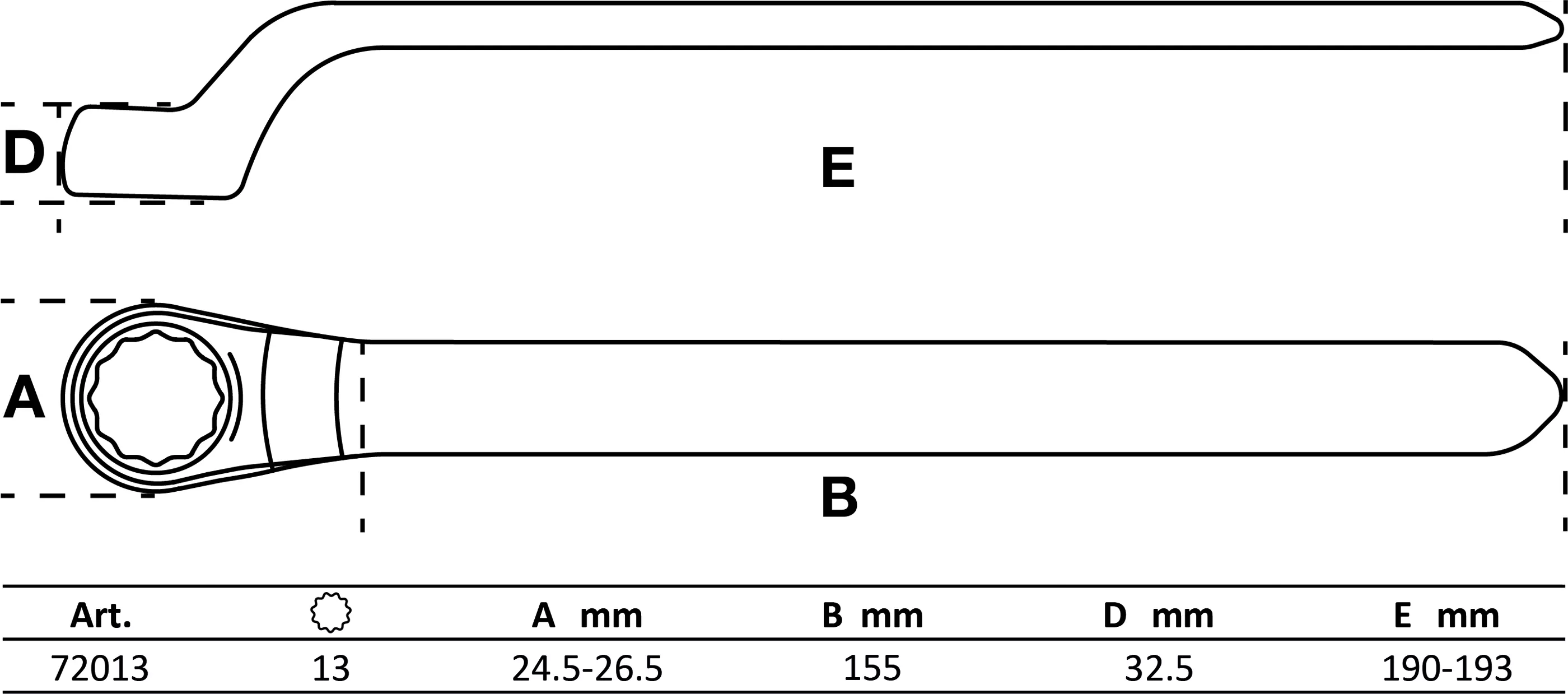 Cheie inelara cu un capat VDE | cotite adanc | 13 mm [2]