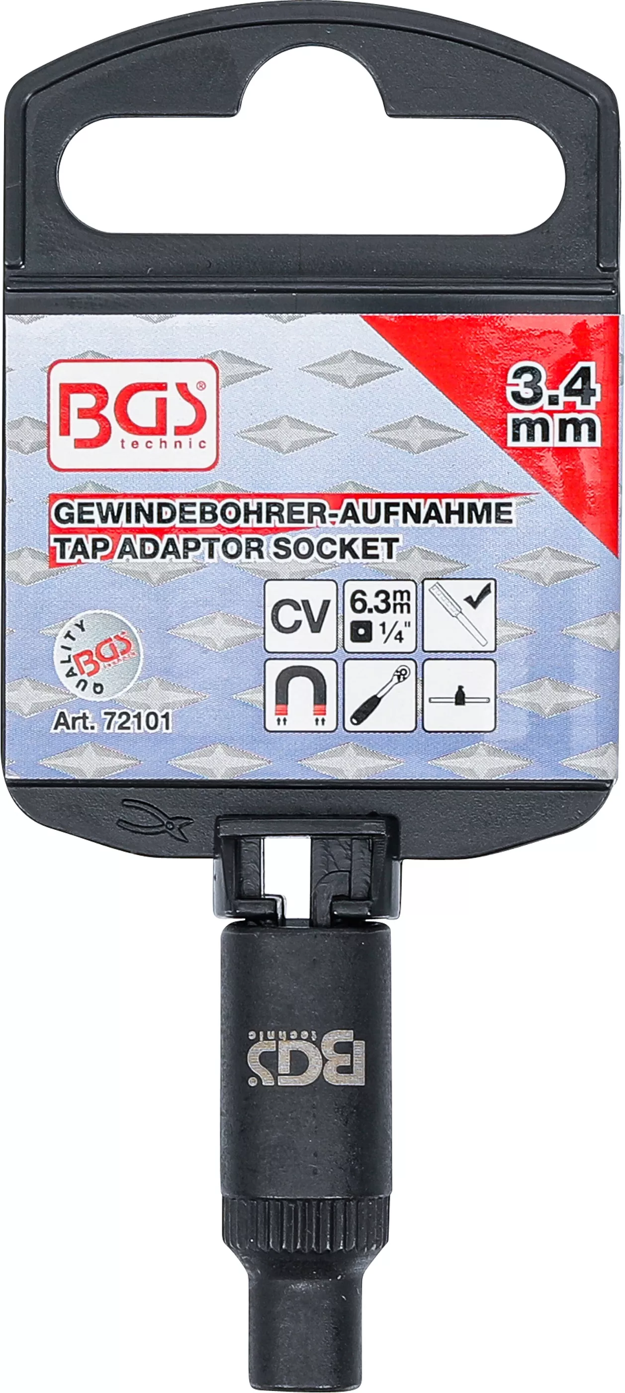 Cap atasabil cheie tubulara pentru prindere tarozi | 6,3 mm (1/4") | 3,4 mm [3]