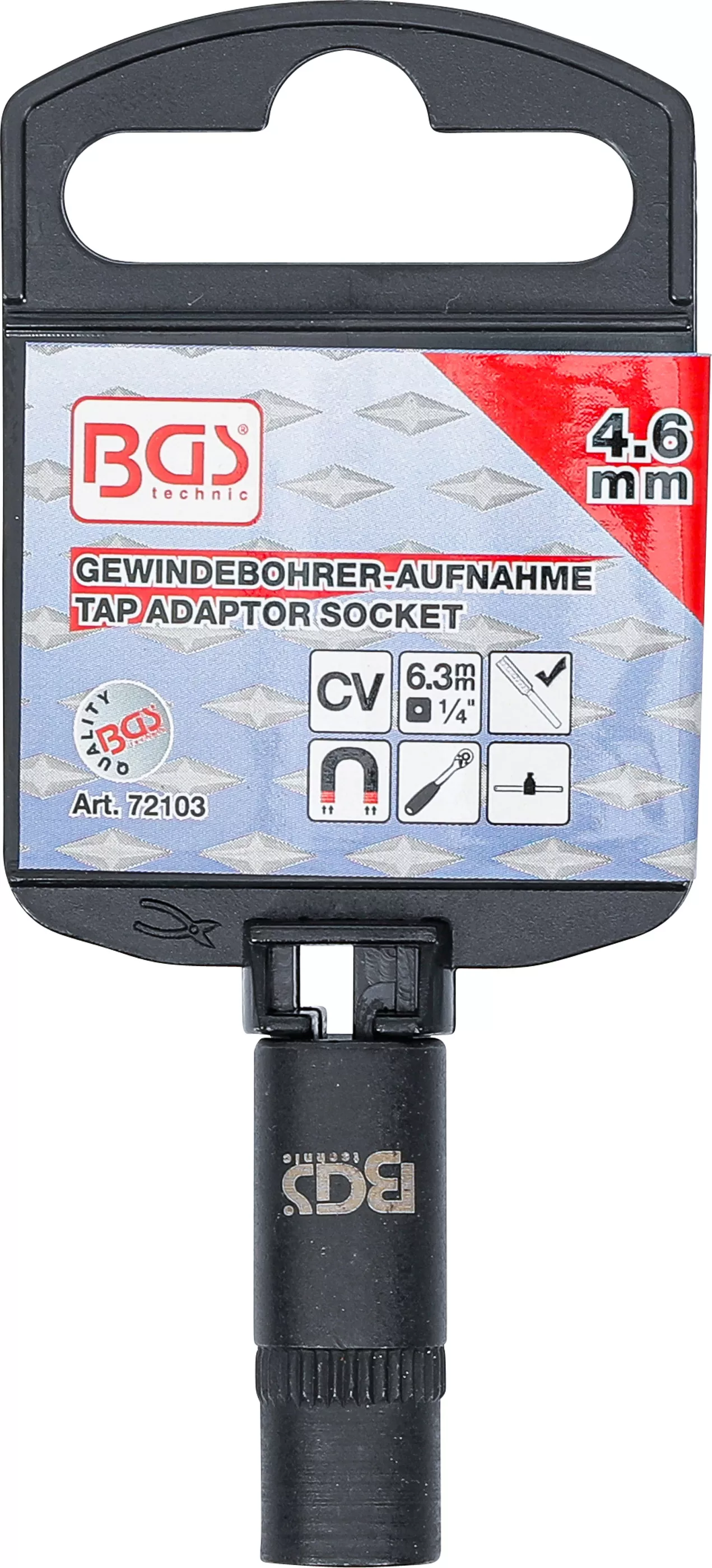 Cap atasabil cheie tubulara pentru prindere tarozi | 6,3 mm (1/4") | 4,6 mm [3]