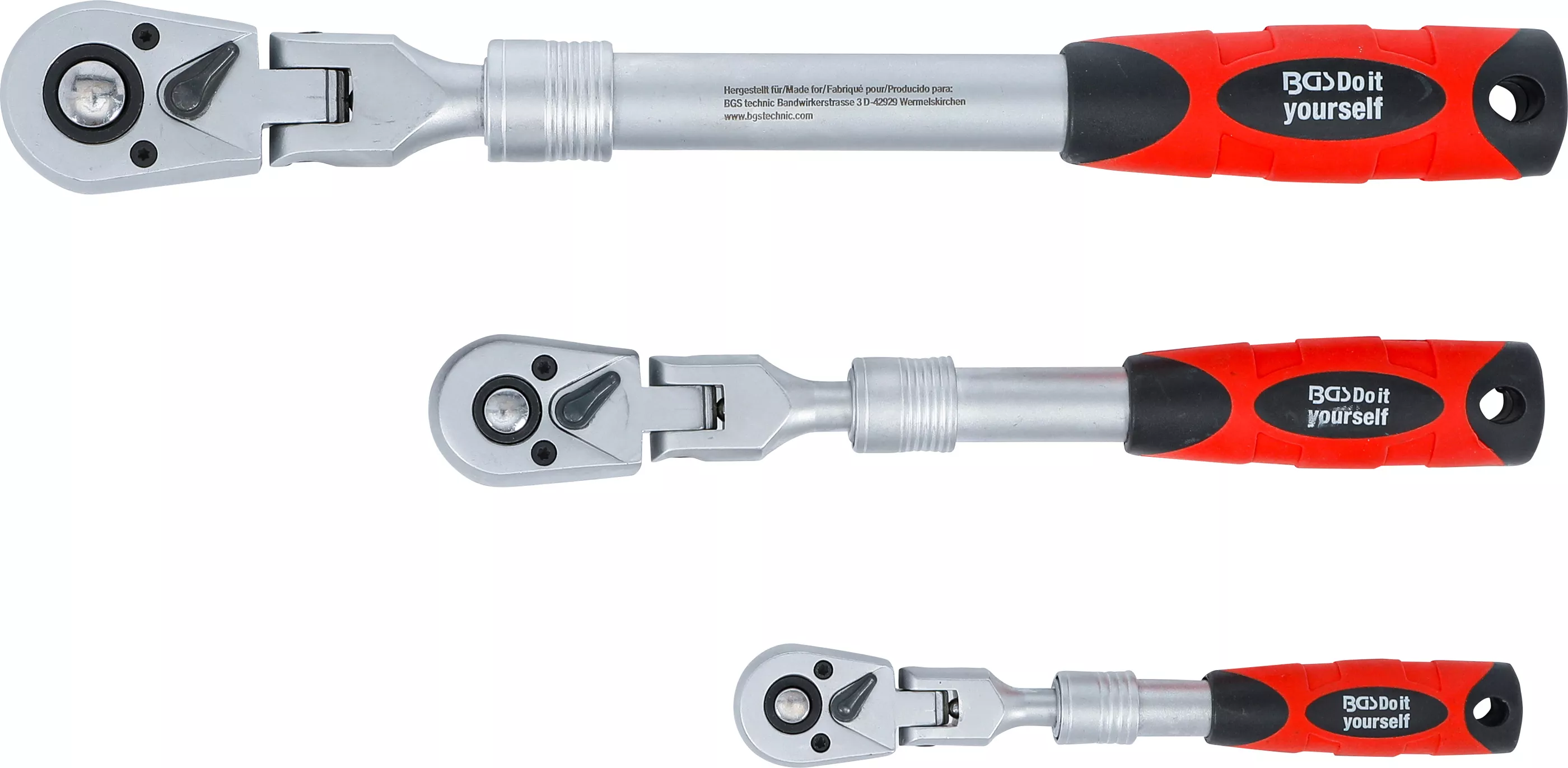 Set chei cu clichet reversibil | extensibil, articulat | 6,3 mm (1/4") - 10 mm (3/8") - 12,5 mm (1/2") | 3 piese [3]