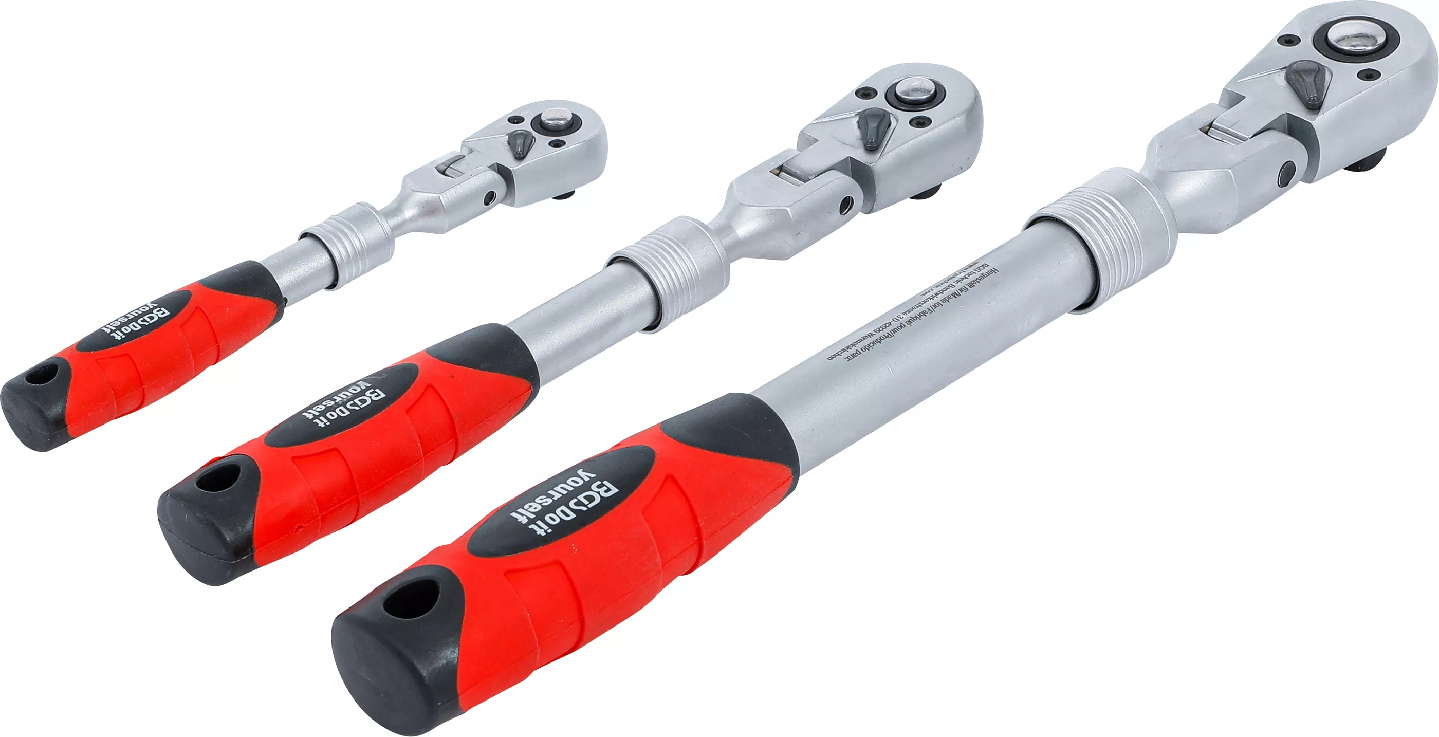 Set chei cu clichet reversibil | extensibil, articulat | 6,3 mm (1/4") - 10 mm (3/8") - 12,5 mm (1/2") | 3 piese [5]
