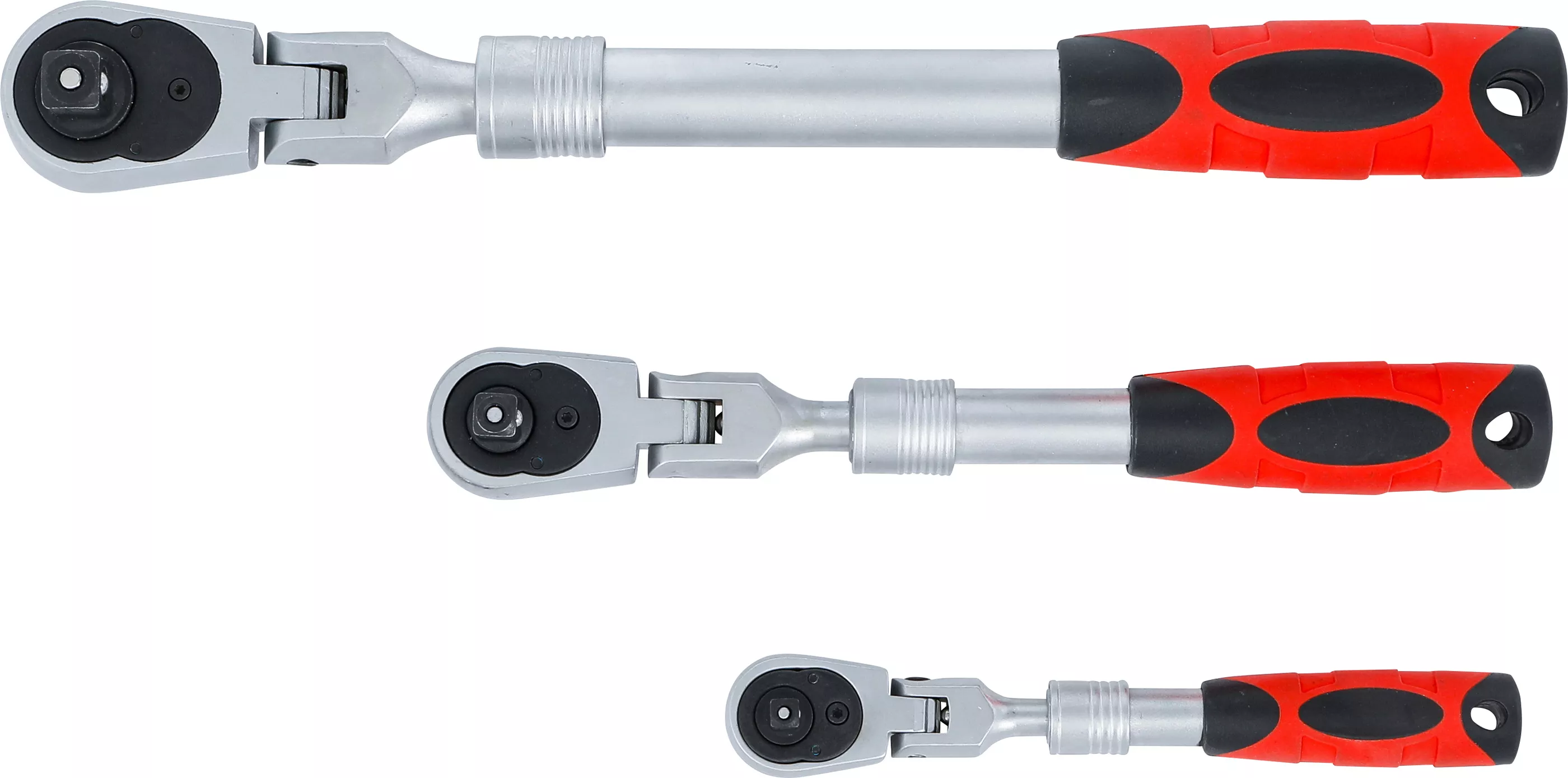 Set chei cu clichet reversibil | extensibil, articulat | 6,3 mm (1/4") - 10 mm (3/8") - 12,5 mm (1/2") | 3 piese [6]