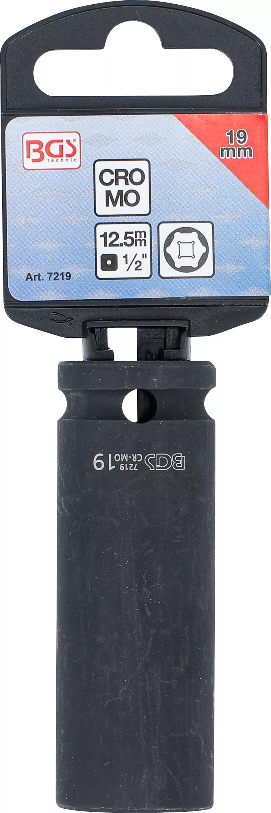 Cheie tubulara de impact, 6 colturi, lunga | 12,5 mm (1/2") | 19 mm [4]