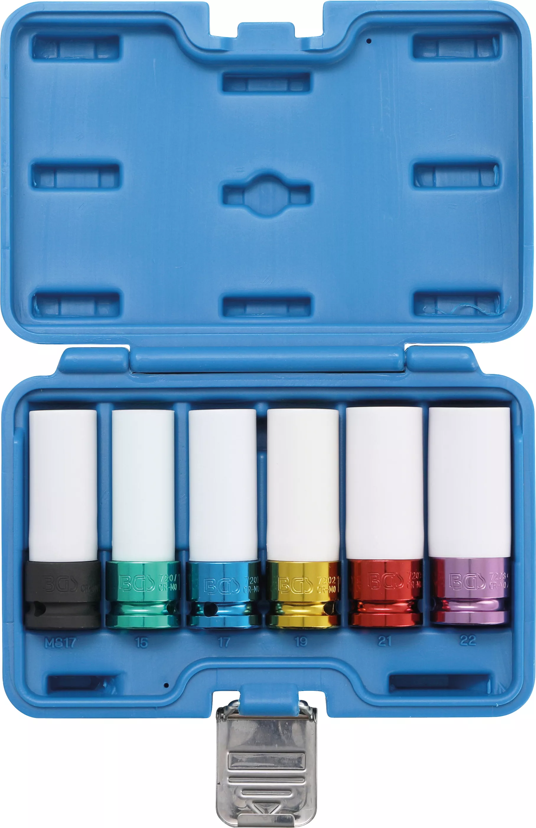 Set capete cheie de impact cu protectie | 12,5 mm (1/2") | 15 / 17 / 19 / 21 / 22 mm / MS17 | 6 piese [1]