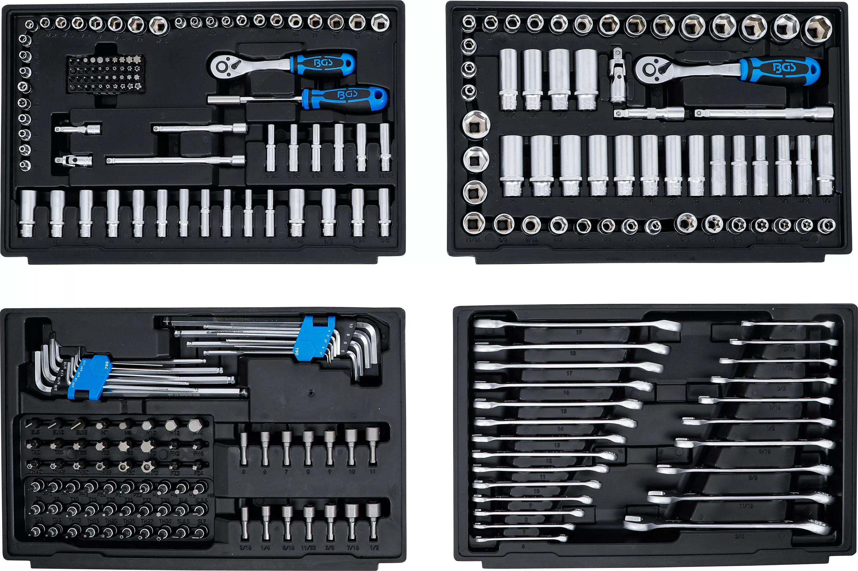 Set chei tubulare 6 colturi | Antrenare 6,3 mm (1/4") / 10 mm (3/8") / 12,5 mm (1/2") | Marimi metric si in toli | 300 piese [7]