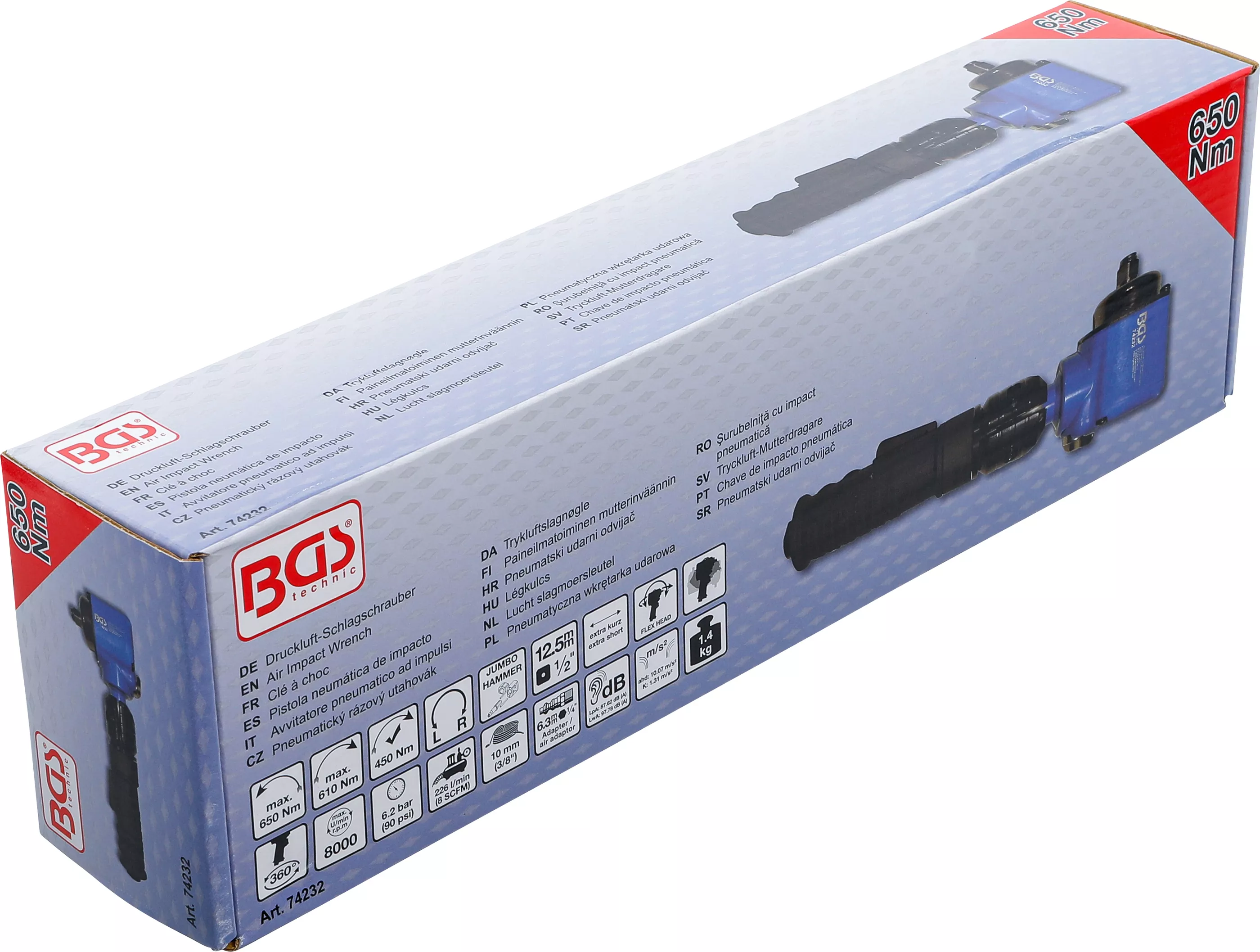 surubelnita cu impact pneumatica | in unghi | cu cap rotativ si inclinabil | 12,5 mm (1/2") | 650 Nm [8]