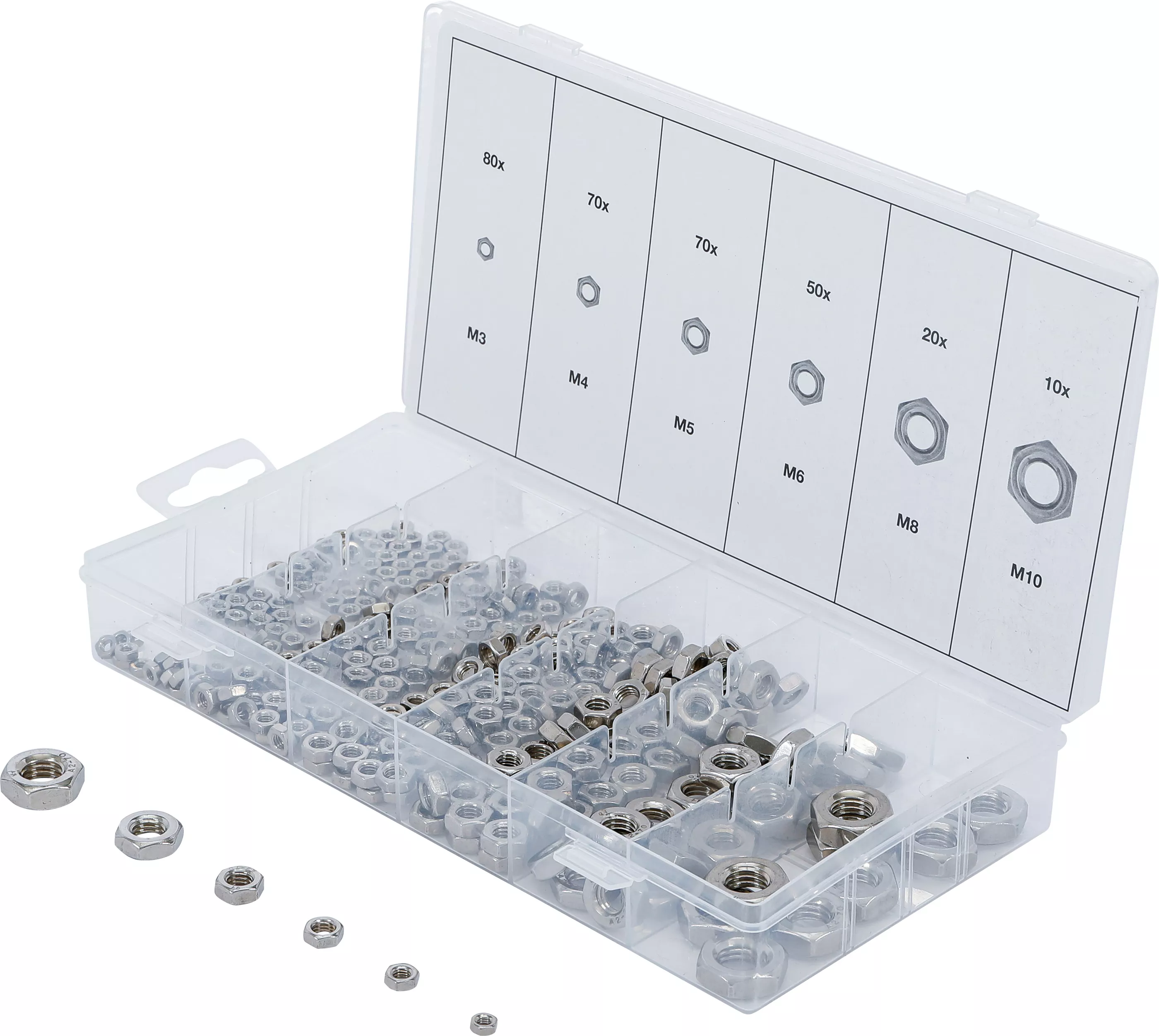 Consumabile - Sortiment piulite hexagonale | otel superior | 300 piese