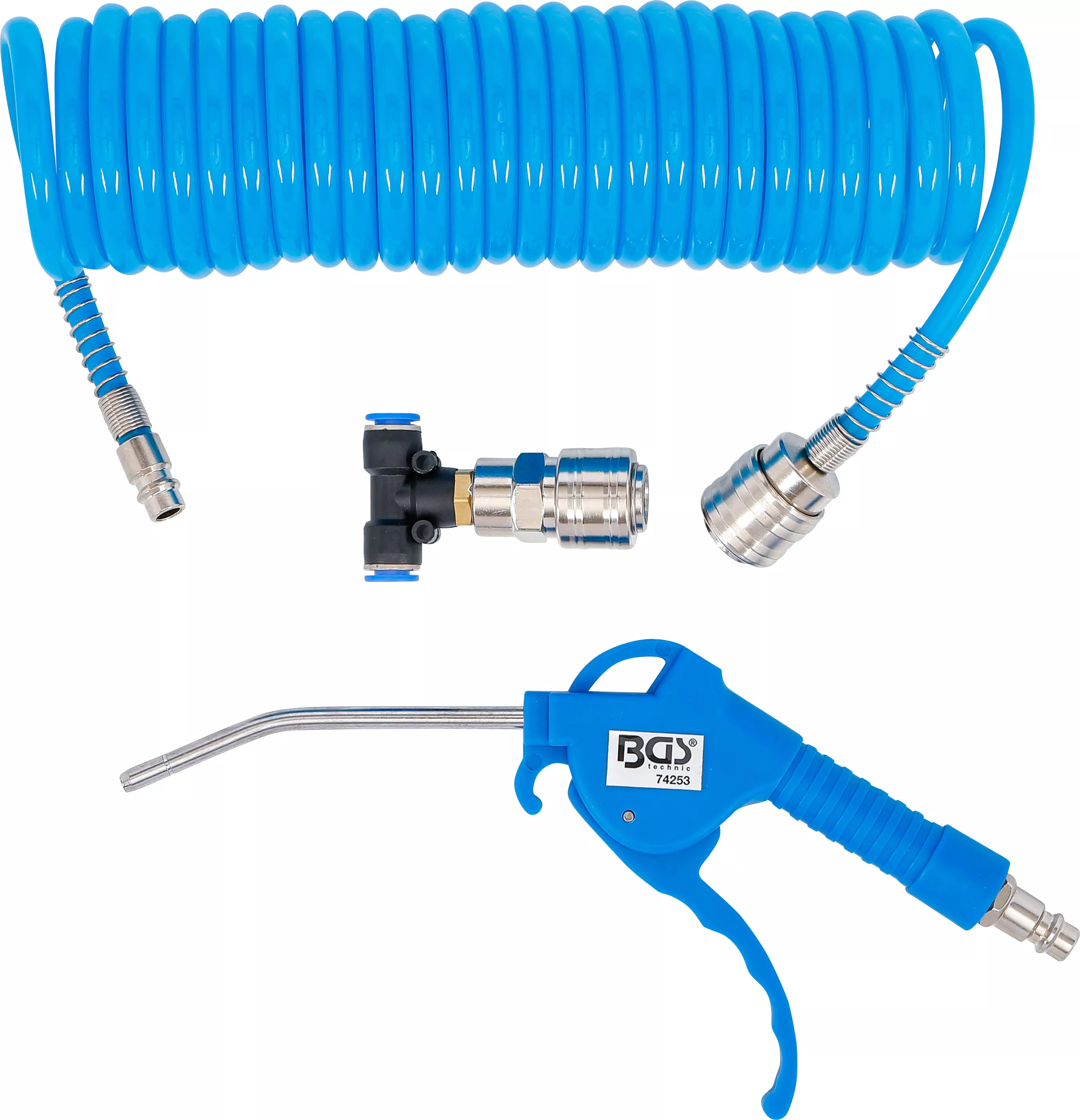 Pistol de suflat cu aer comprimat | cu furtun spiralat aer comprimat si conector T [3]