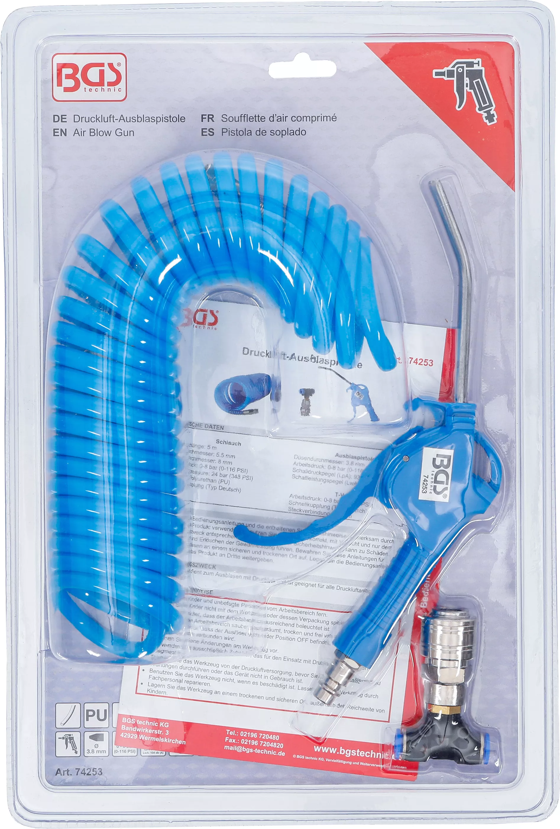 Pistol de suflat cu aer comprimat | cu furtun spiralat aer comprimat si conector T [4]