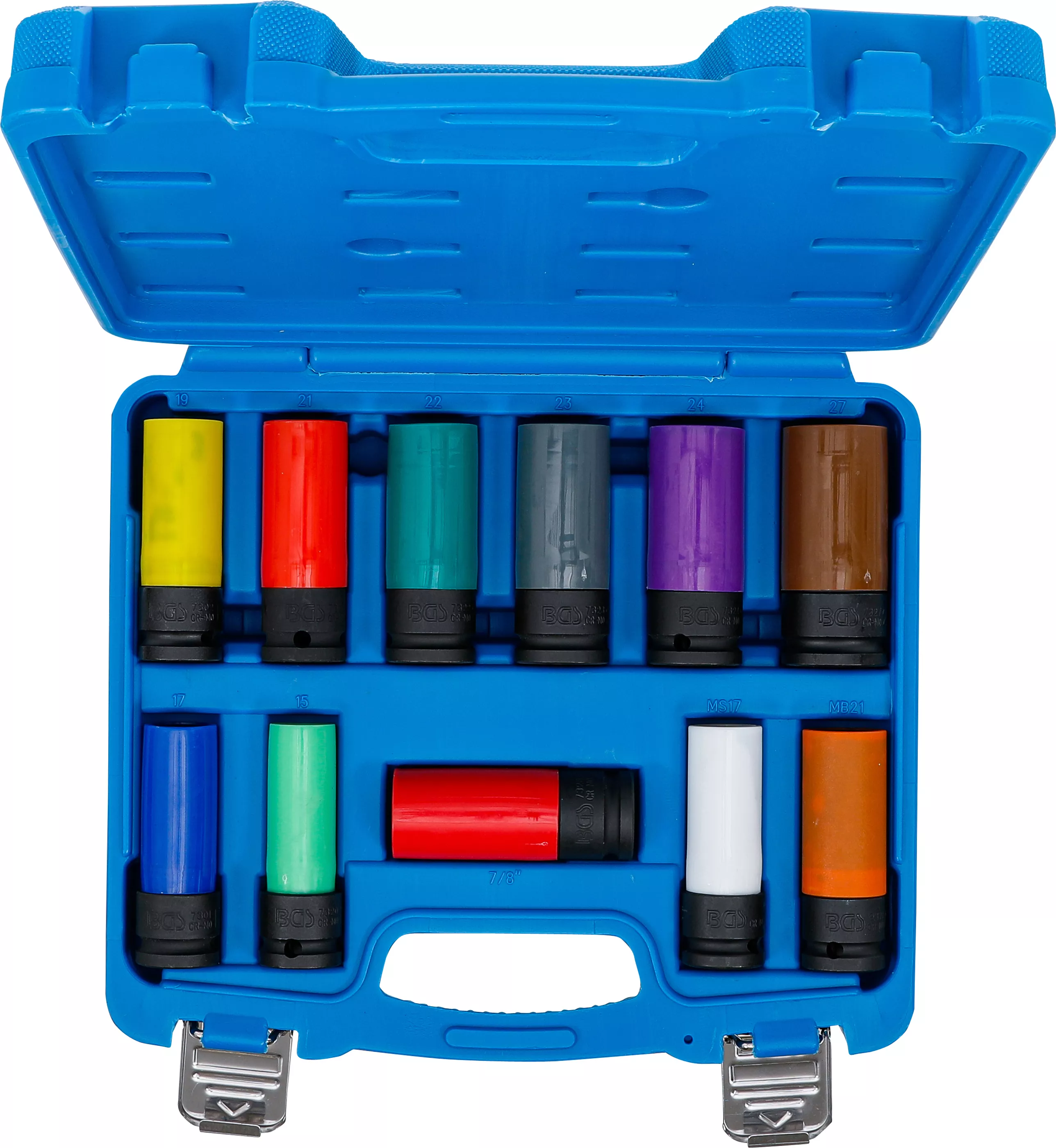 Set capete cheie de impact cu protectie | 12,5 mm (1/2") | 15 - 27 mm si suruburi de roti speciale | 11 piese [4]