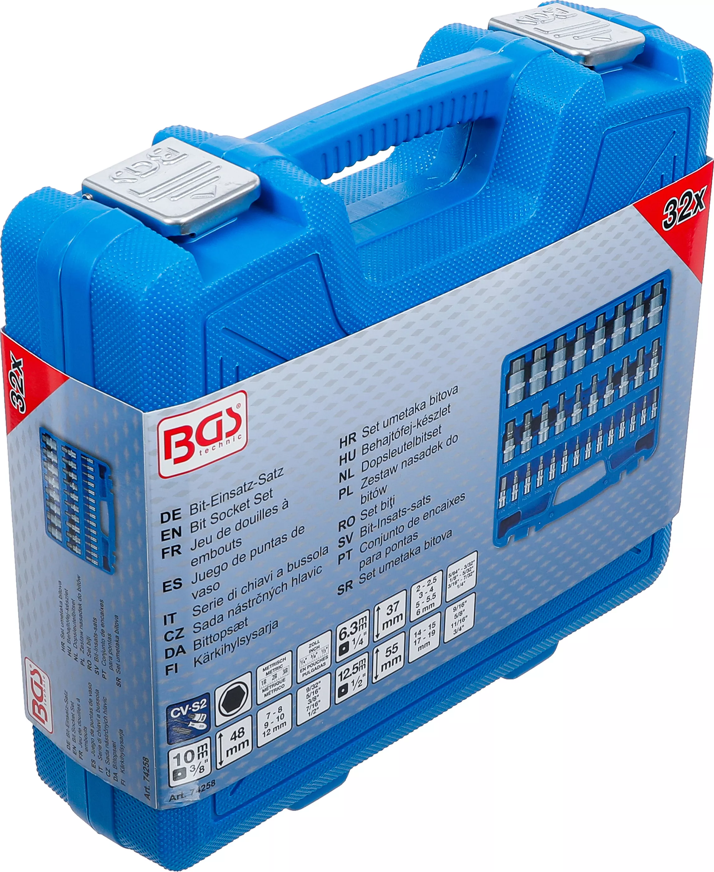 Set biti | 6,3 mm (1/4") / 10 mm (3/8") / 12,5 mm (1/2") | hexagon interior 2 - 19 mm / 1/4 - 9/16" | marimi metric si toli | 32 piese [6]