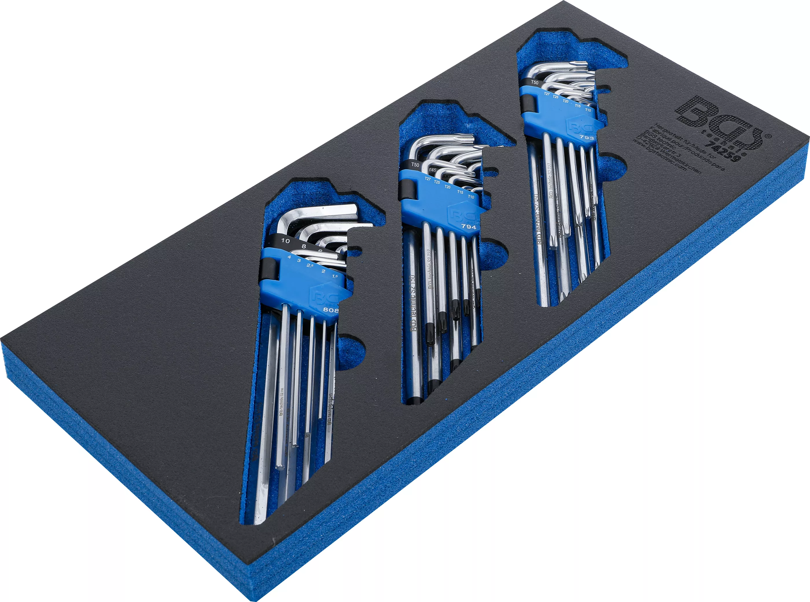 Suport organizator pentru carucior 1/3: Set chei unghiulare | extra lung | Profil T (pentru Torx), Profil T (pentru Torx) cu gaura, hexagon interior | 27 piese [2]