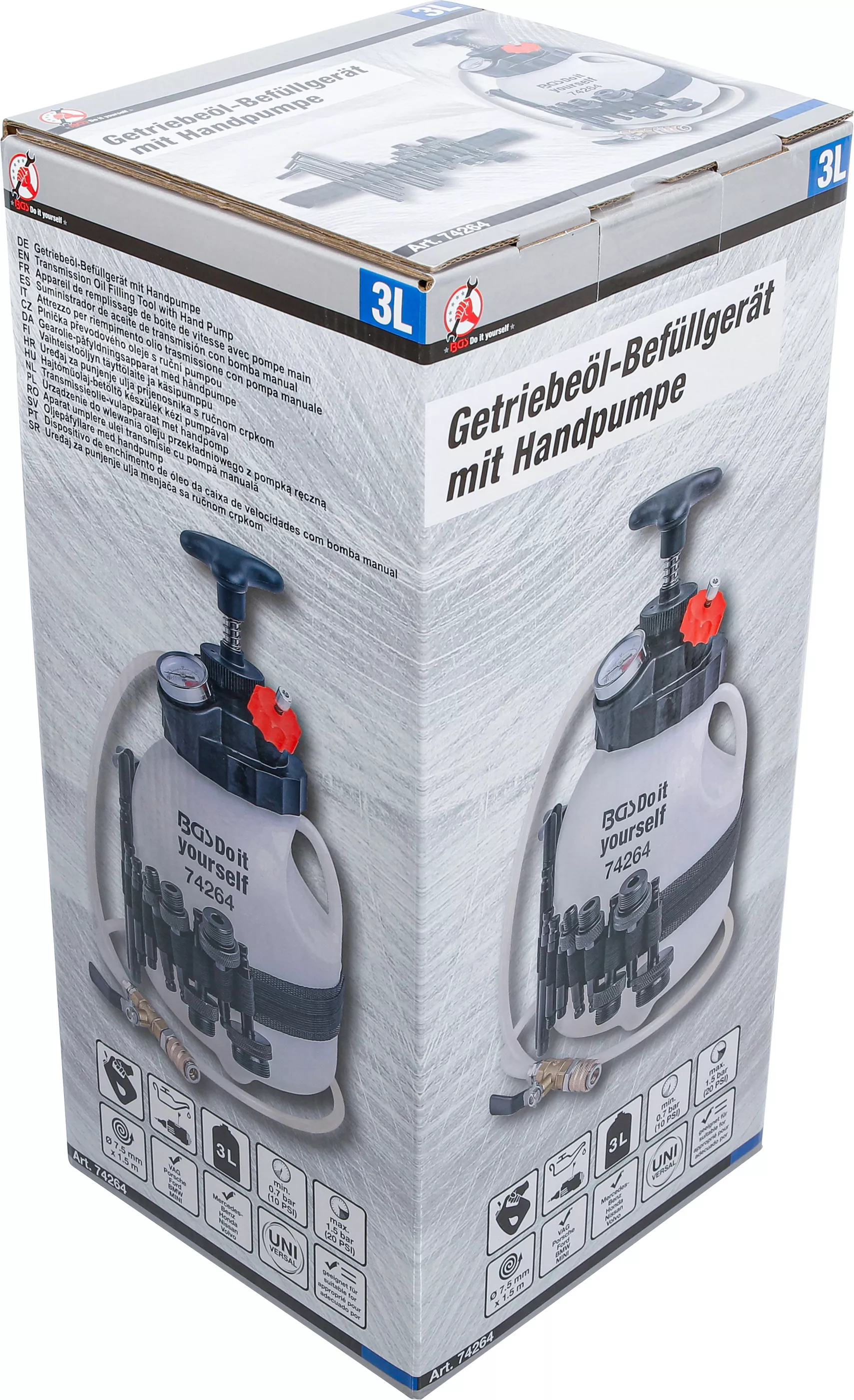Aparat umplere ulei transmisie cu pompa manuala | cu 12 adaptoare | 3 l [5]