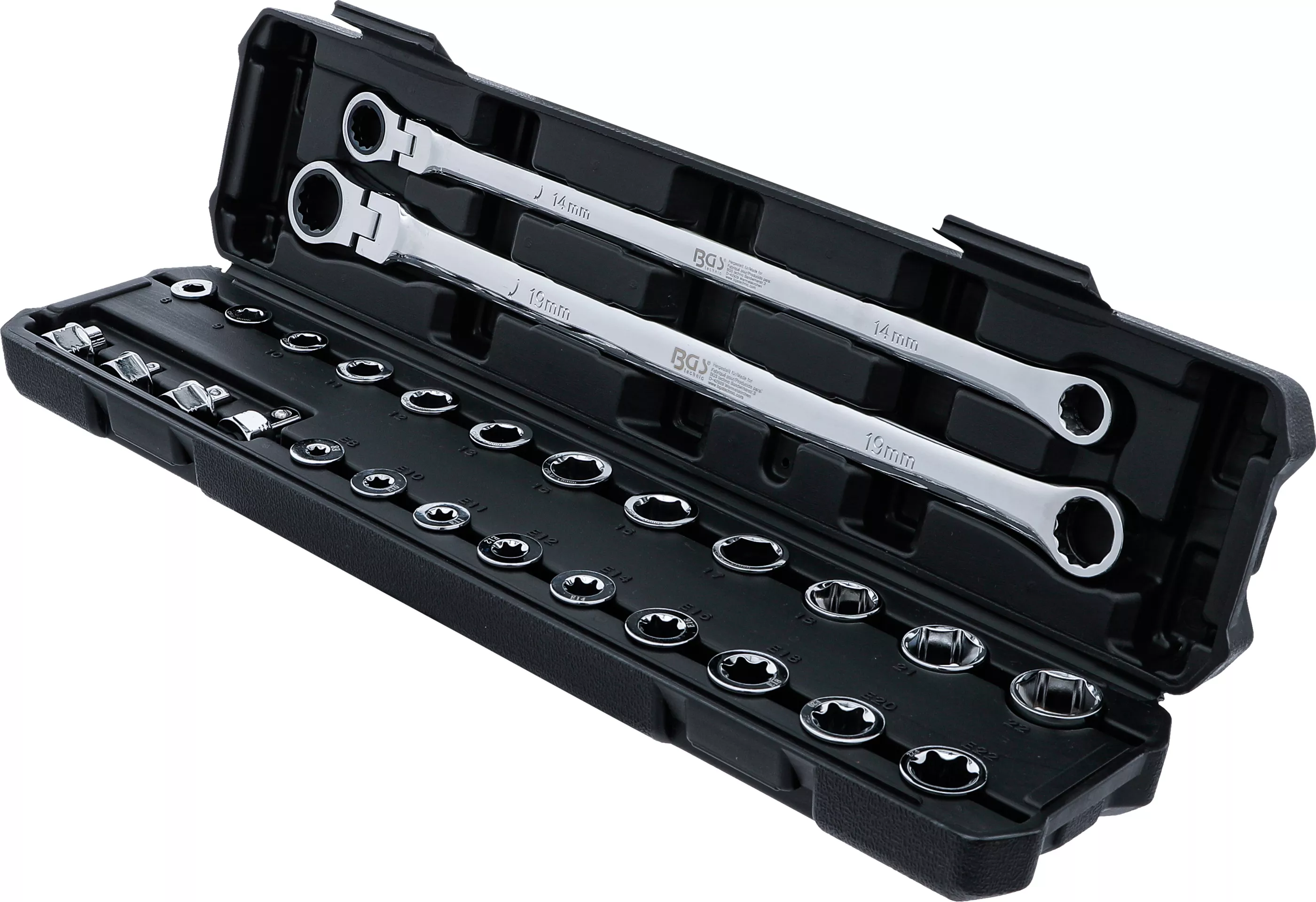 Set cheie inelara dubla si cheie articulata cu clichet | extra lunga | 27 piese [5]