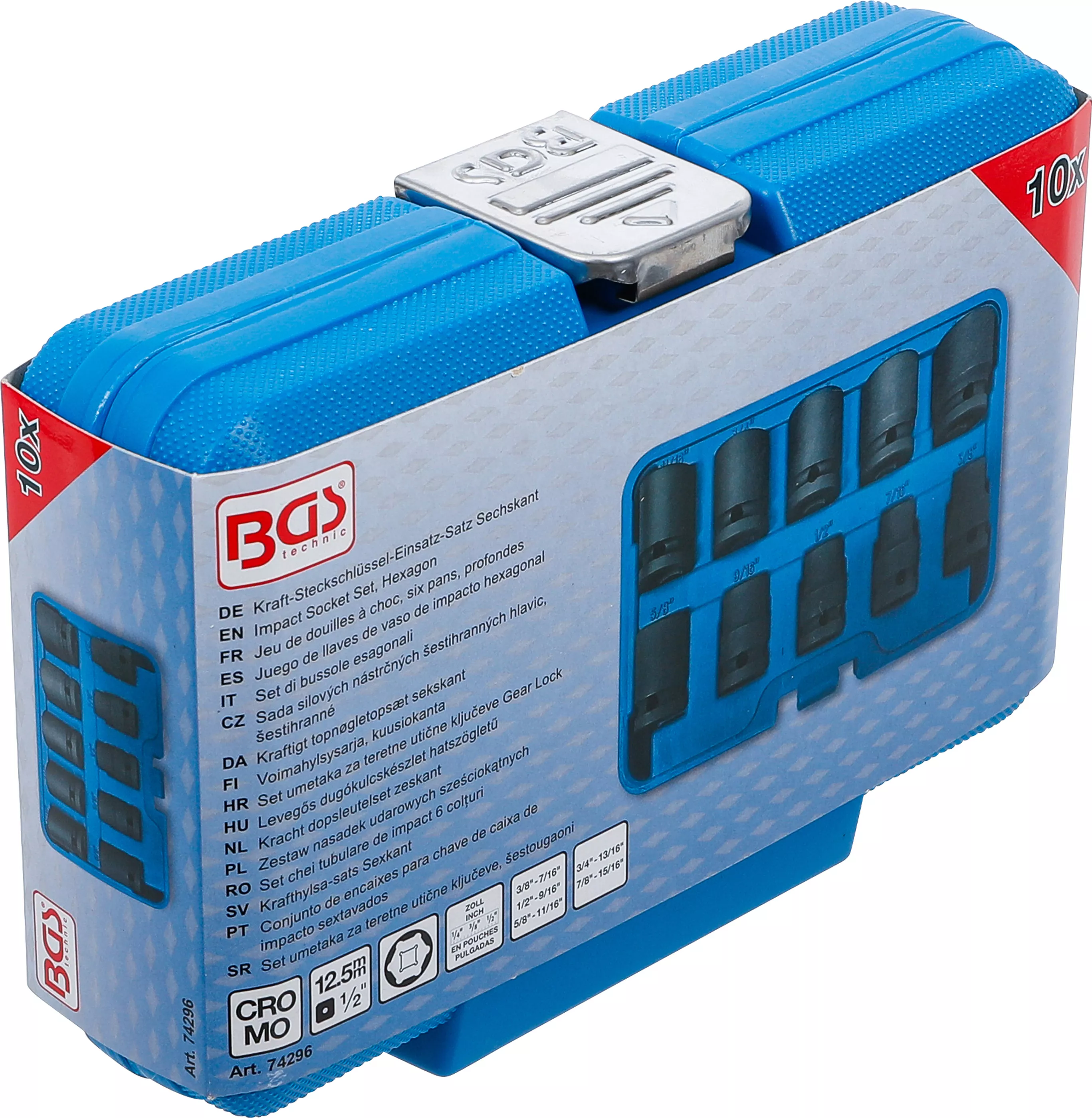 Set chei tubulare de impact 6 colturi | 12,5 mm (1/2") | 3/8 - 15/16" | Marimi in toli | 10 piese [6]