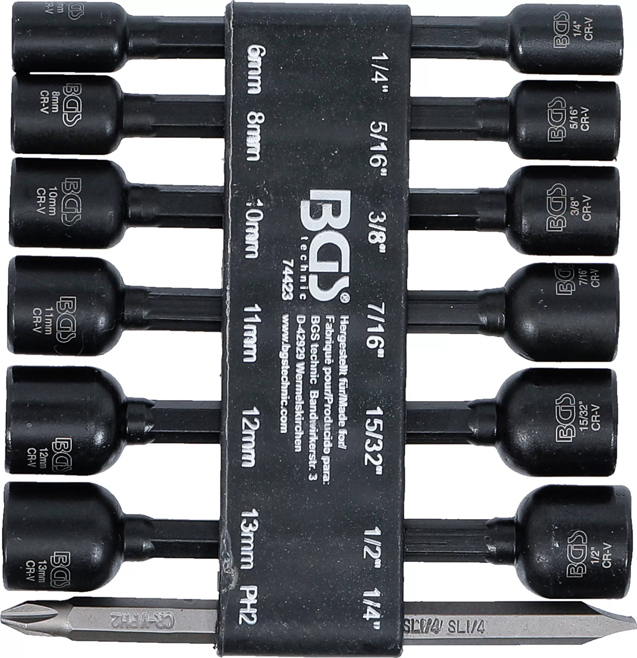 Set chei tubulare 6 colturi | Antrenare 6 colturi exterior 6,3 mm (1/4") | pentru masini de gaurit | 1/4 - 1/2", 6 - 13 mm | 14 piese [3]