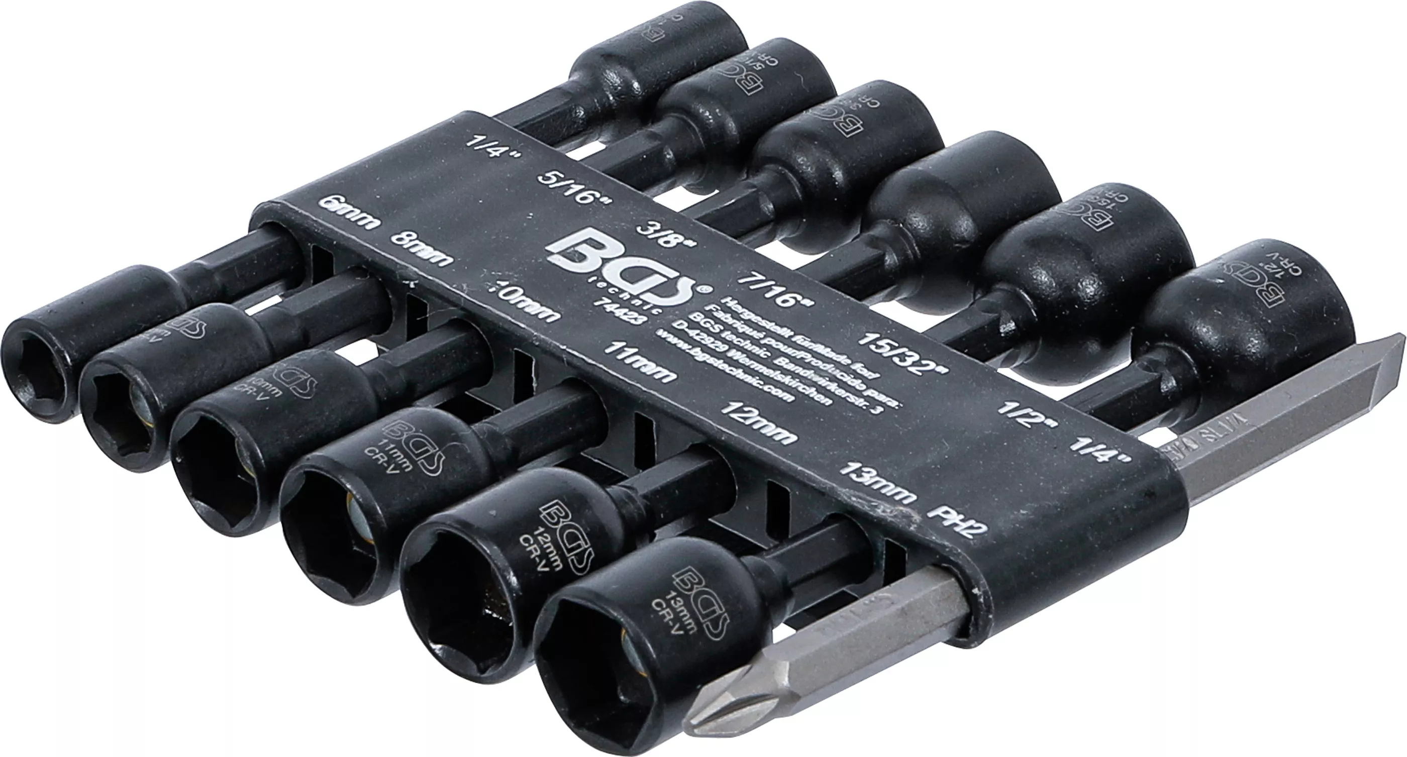Set chei tubulare 6 colturi | Antrenare 6 colturi exterior 6,3 mm (1/4") | pentru masini de gaurit | 1/4 - 1/2", 6 - 13 mm | 14 piese [1]