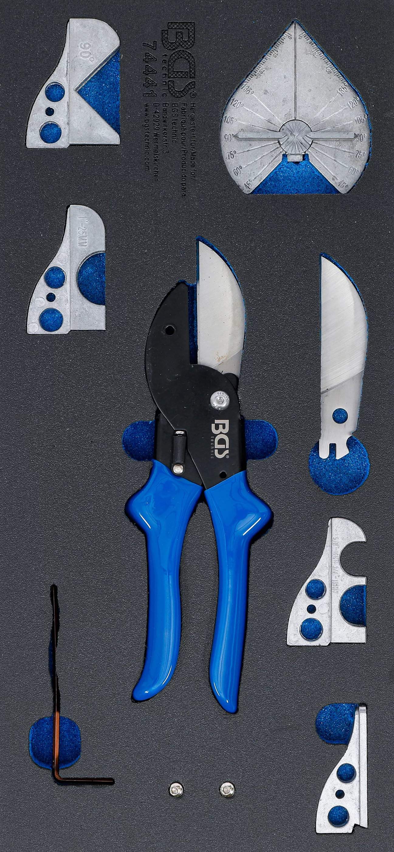 Cărucior atelier şi accesorii - Suport organizator pentru carucior 1/3: Set foarfece multifunctionale si de retezat | pentru tevi de plastic | 8 piese