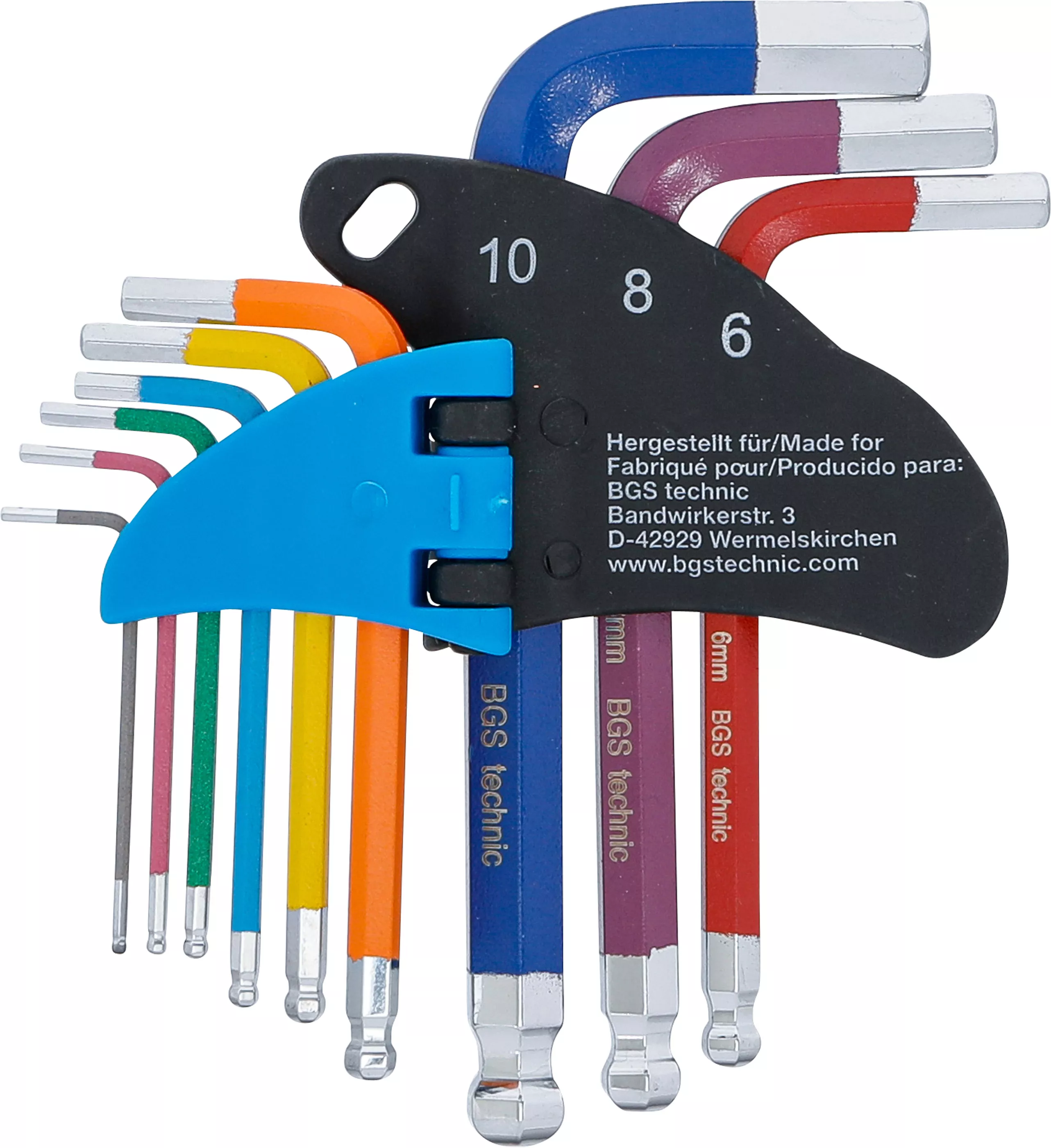 Set chei tip L | multicolora | scurte | hexagon interior, hexagon interior cu cap sferic 1,5 - 10 mm | 9 piese [3]