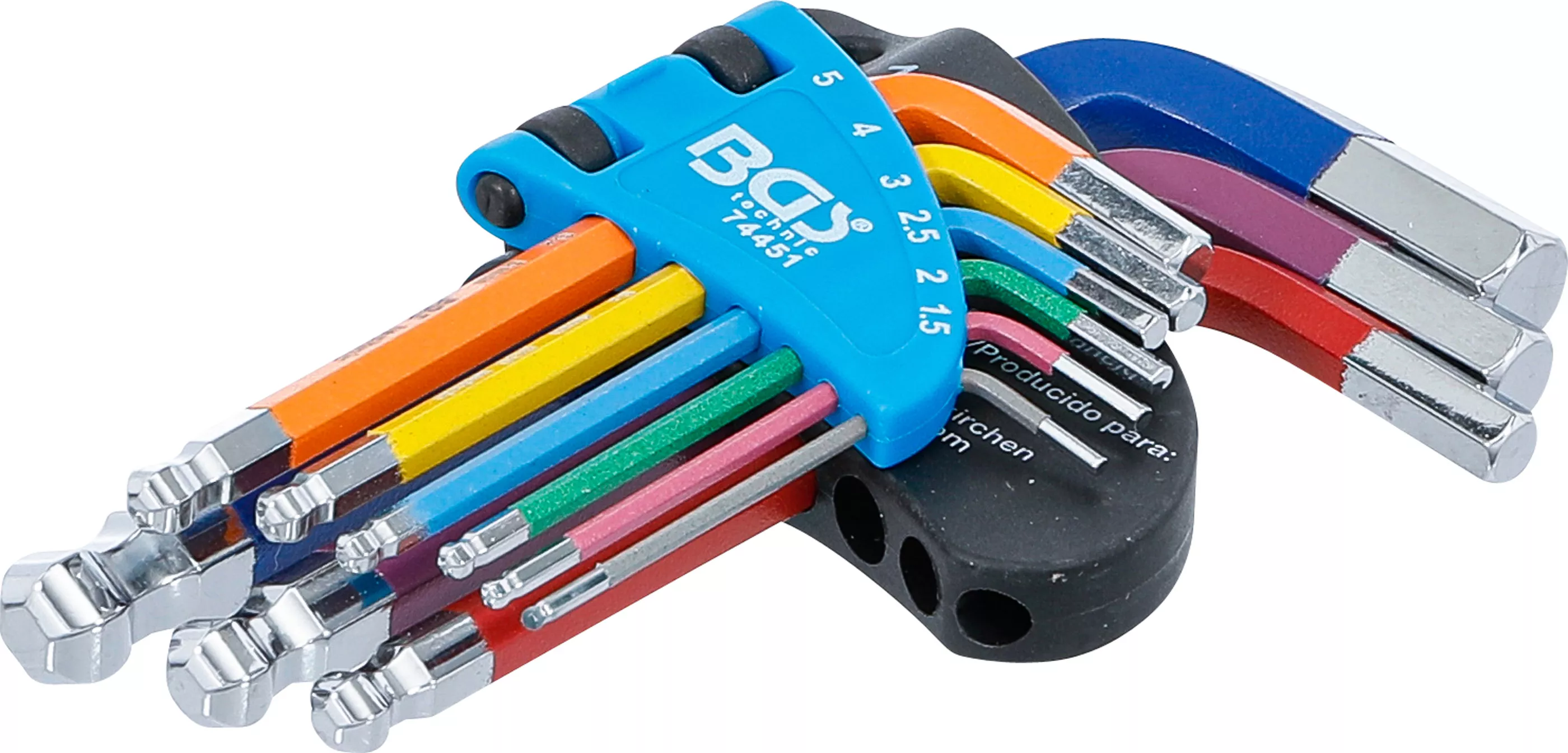Chei cotite - Set chei tip L | multicolora | scurte | hexagon interior, hexagon interior cu cap sferic 1,5 - 10 mm | 9 piese