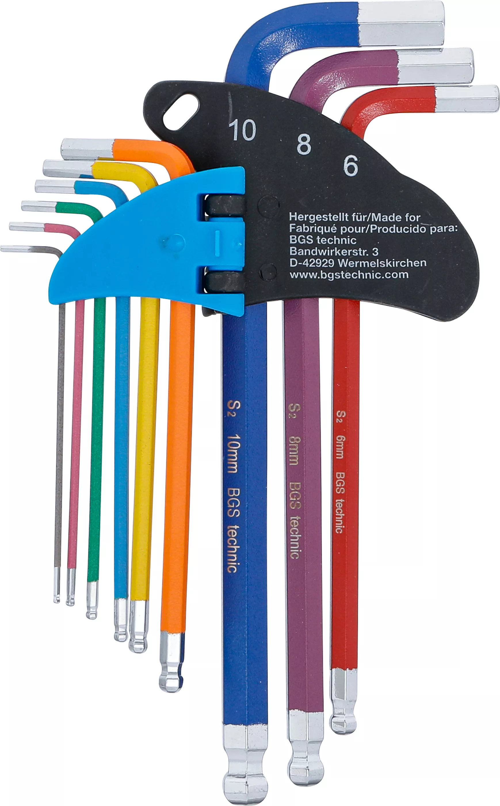 Set chei tip L | multicolora | hexagon interior, hexagon interior cu cap sferic 1,5 - 10 mm | 9 piese [4]