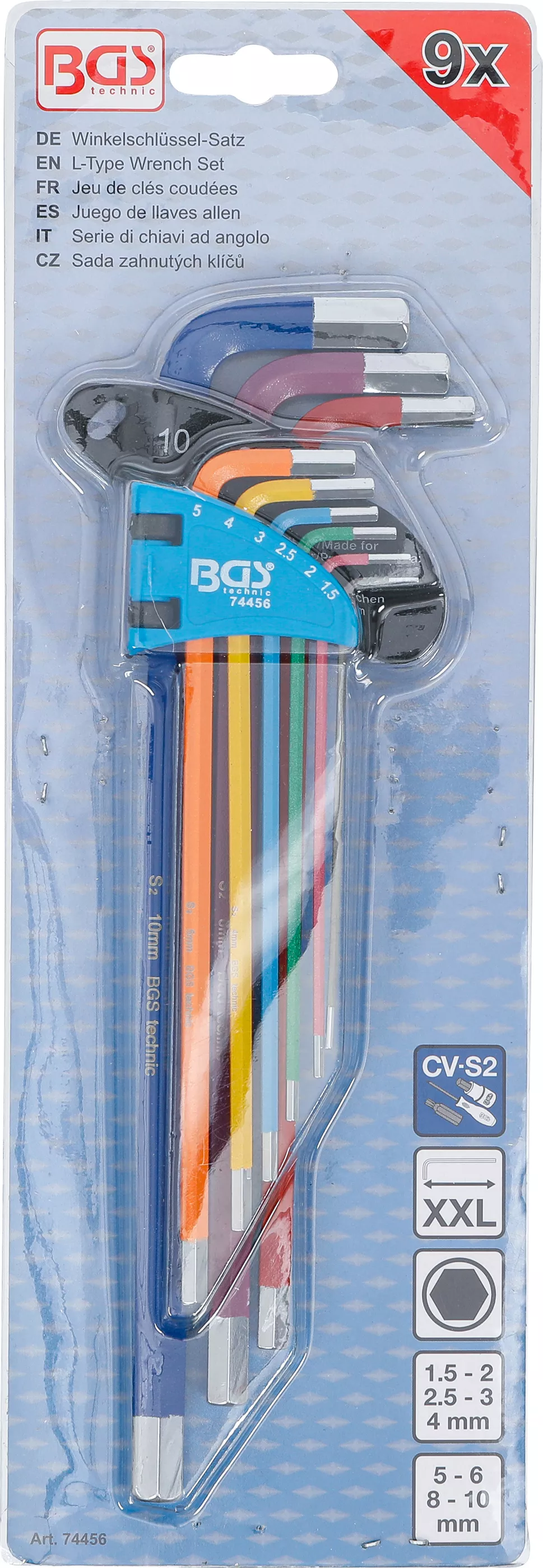 Set chei tip L | multicolora | extra lunga | hexagon interior 1,5 - 10 mm | 9 piese [4]