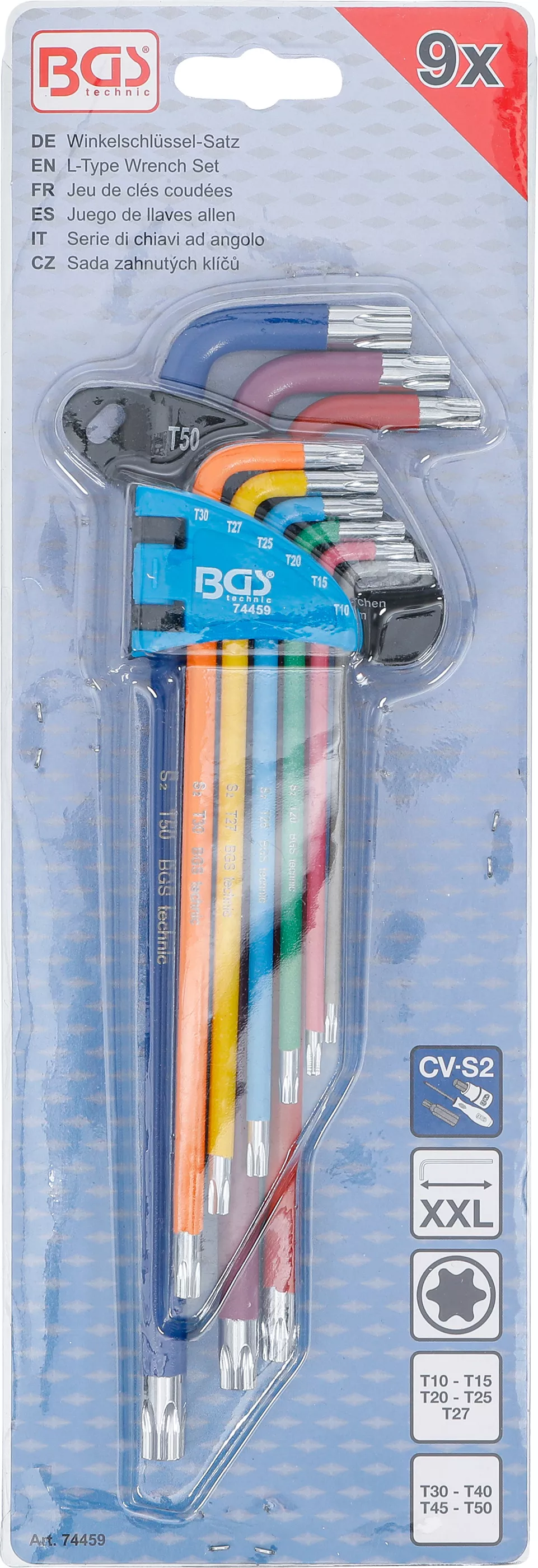 Set chei tip L | multicolora | extra lunga | profil T (pentru Torx) T10 - T50 | 9 piese [4]