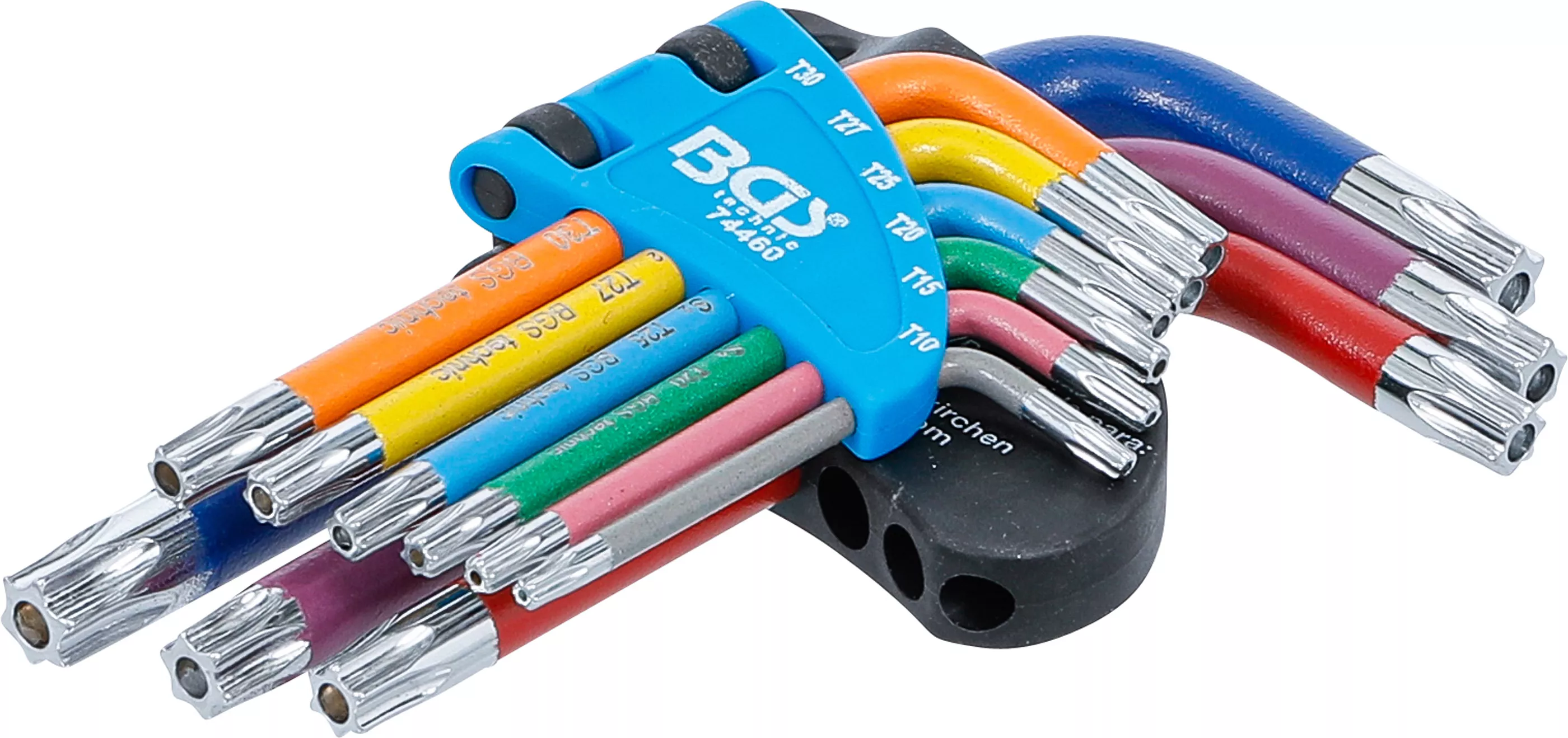 Chei cotite - Set chei tip L | multicolora | scurte | profil T (pentru Torx) cu alezaj T10 - T50 | 9 piese